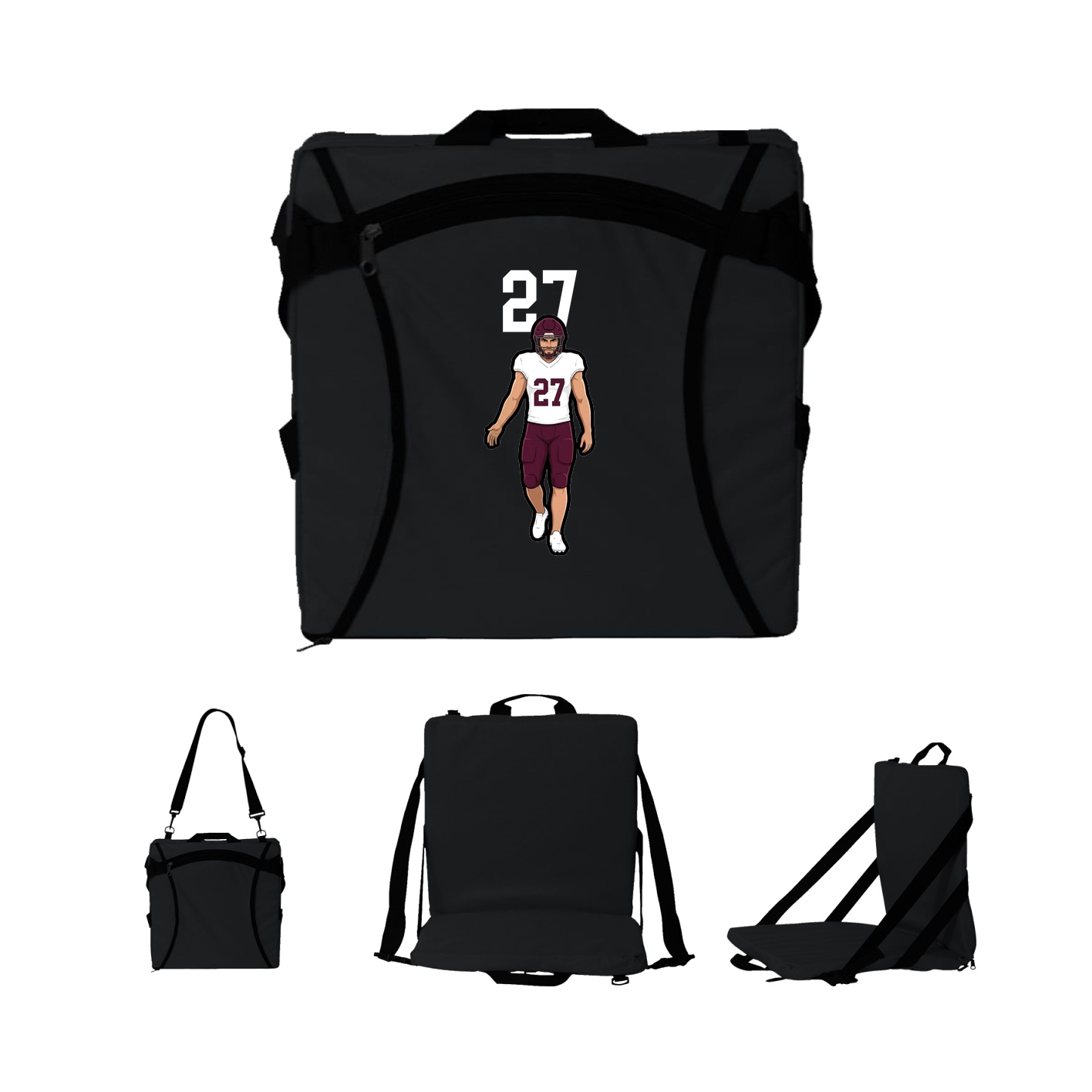 Folding Stadium Seat — Number Top in Black