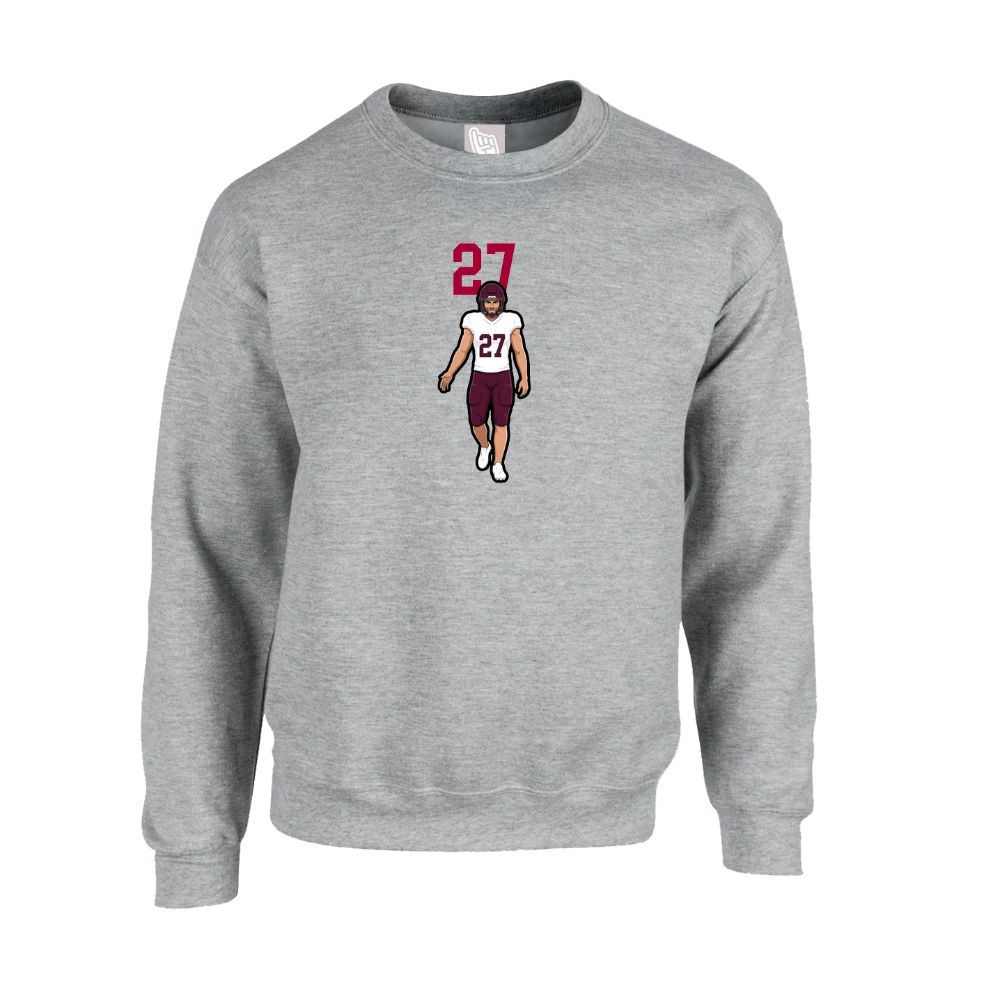 Fleece Crew — Number Top in Grey