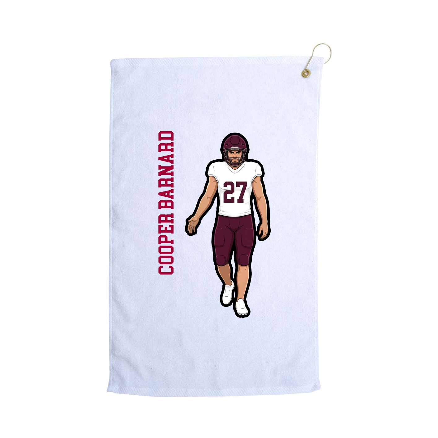 Golf Towel — Name Vertical in White