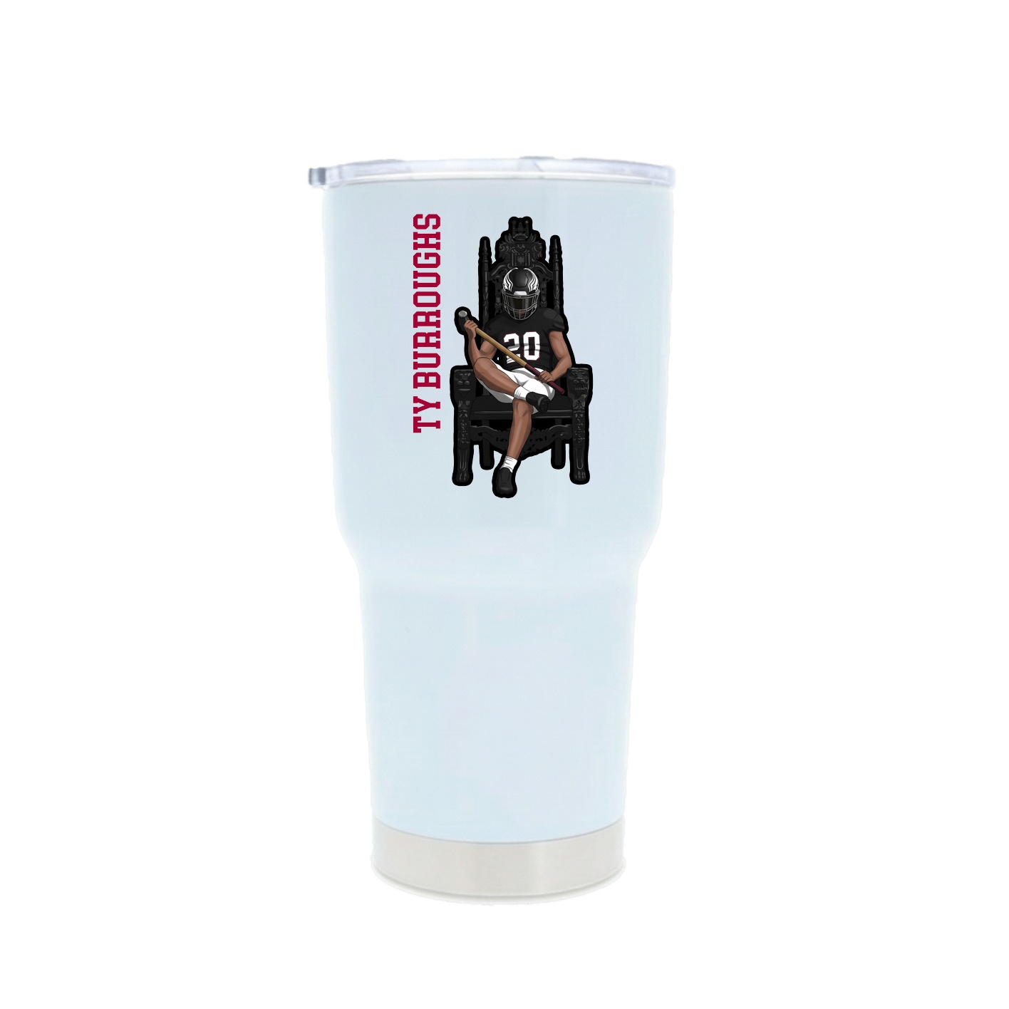 30oz Stainless Steel Tumbler — Name Vertical in White