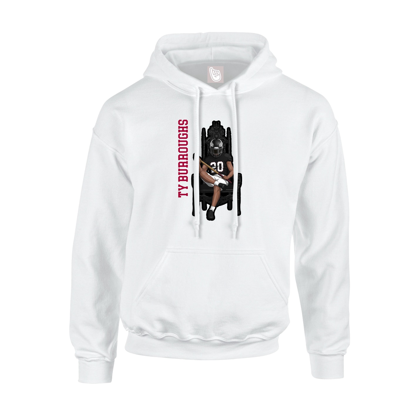 Youth Hoodie — Name Vertical in White