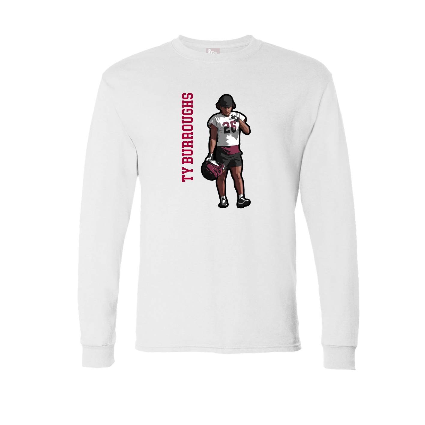 Long Sleeve Tee — Name Vertical in White