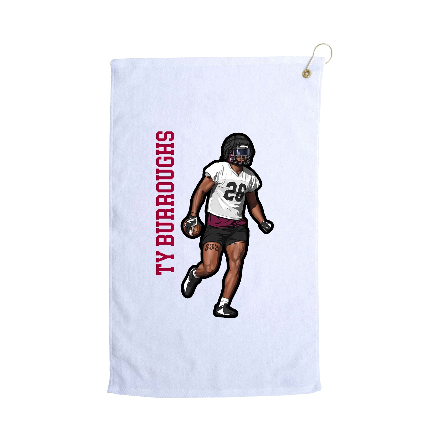 Golf Towel — Name Vertical in White