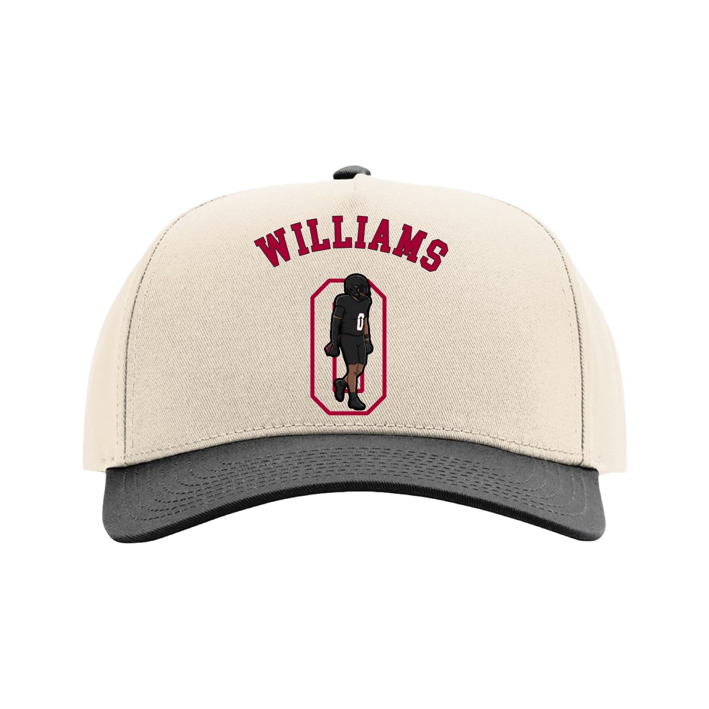 Full Fabric Five-Panel Champ Cap — Shirsey Arch in Cream/Black