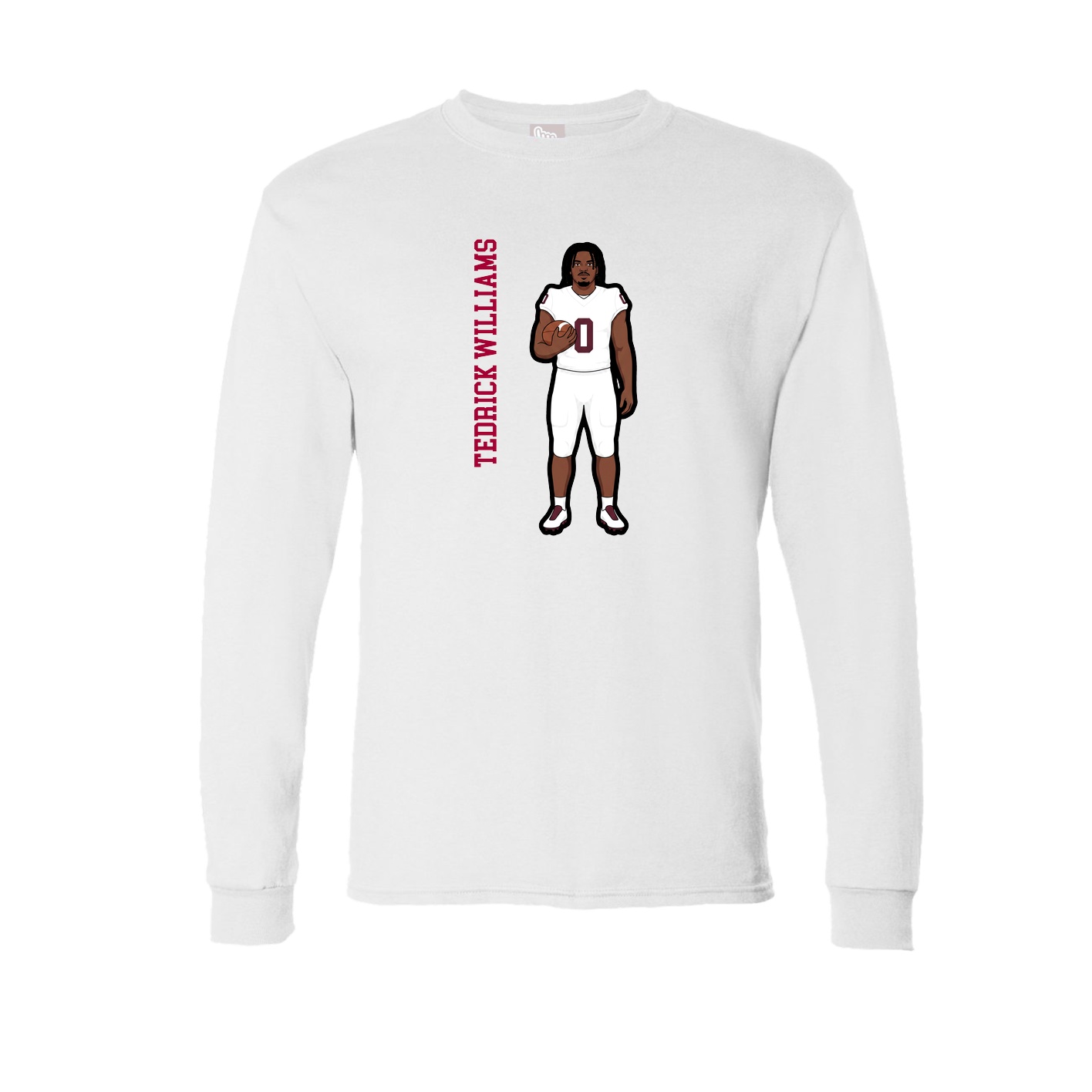 Long Sleeve Tee — Name Vertical in White