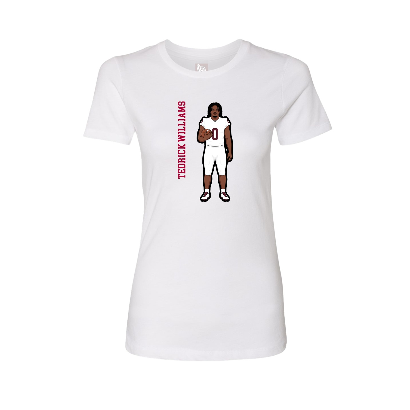 Fitted Women's Tee — Name Vertical in White