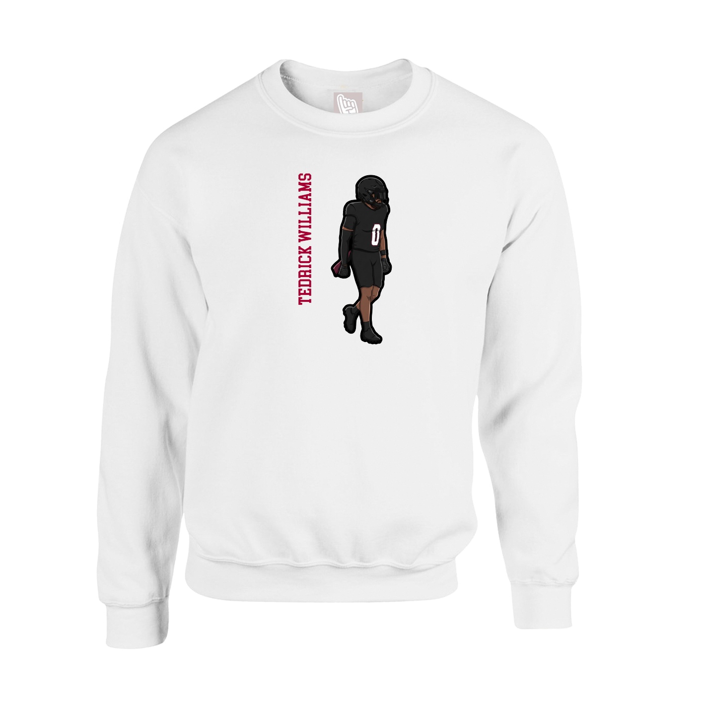 Fleece Crew — Name Vertical in White