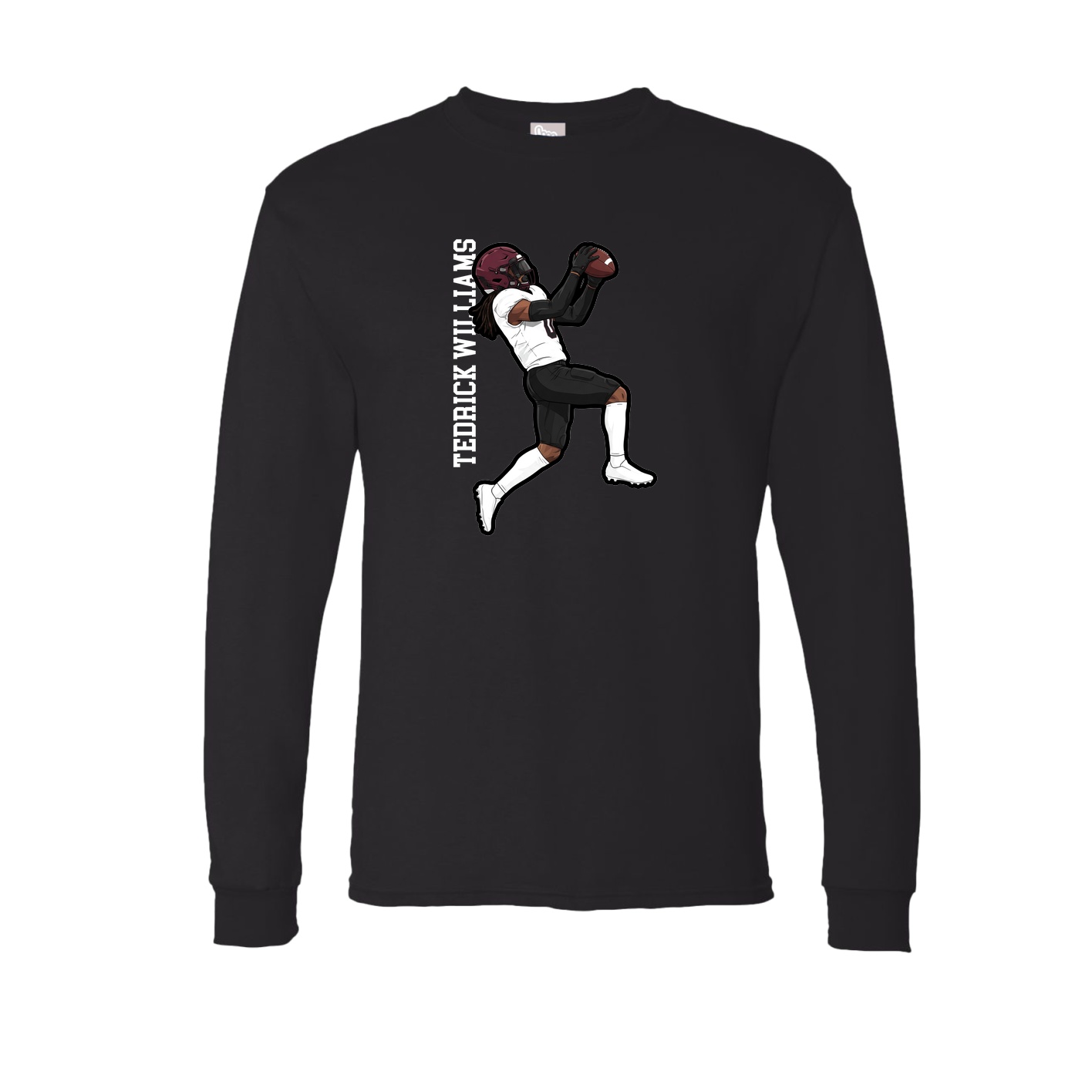 Long Sleeve Tee — Name Vertical in Black