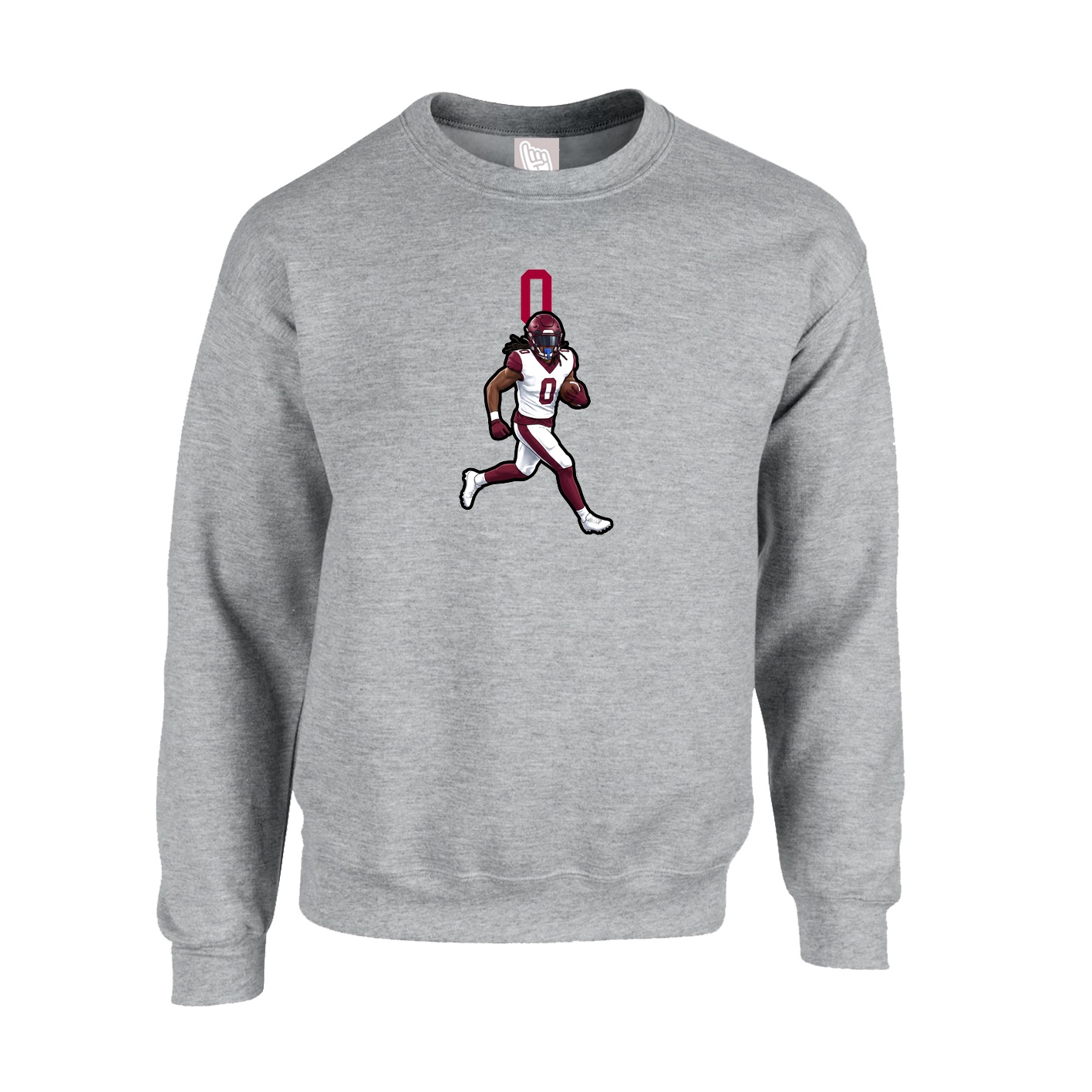 Fleece Crew — Number Top in Grey