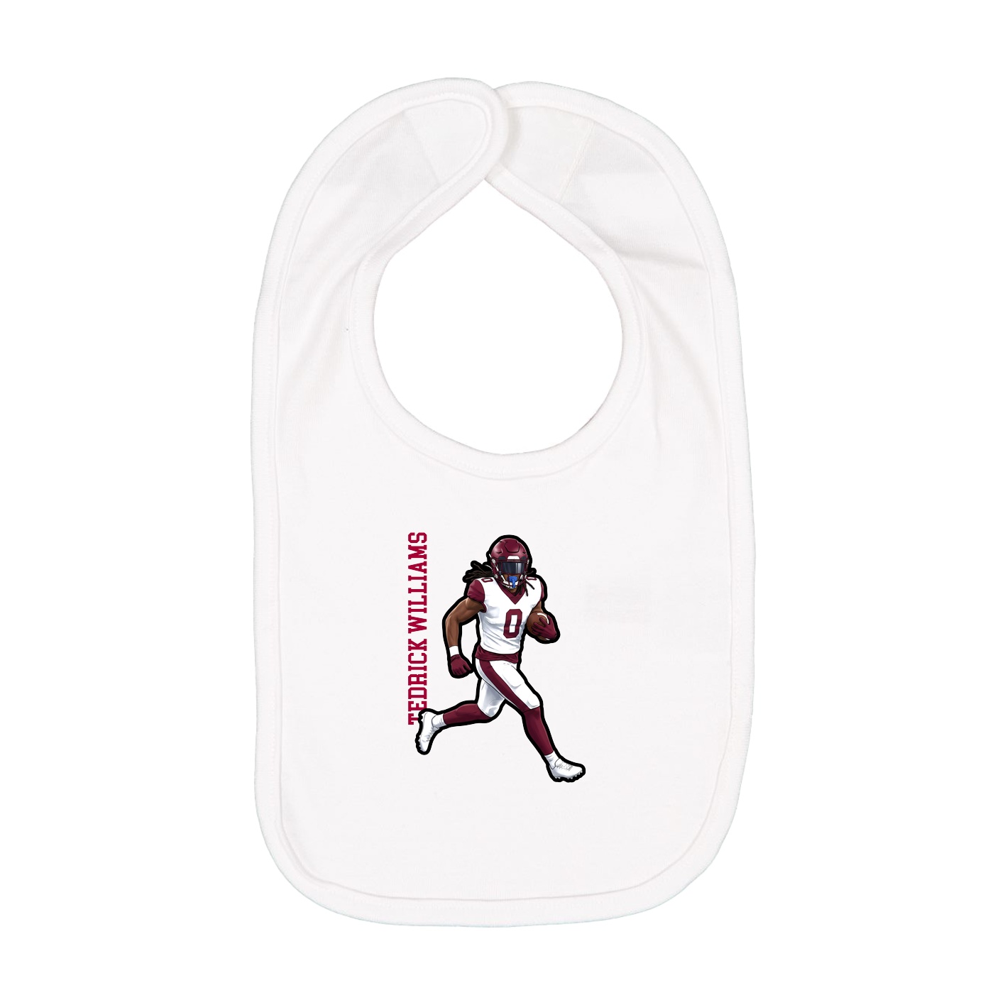 Infant Bib — Name Vertical in White