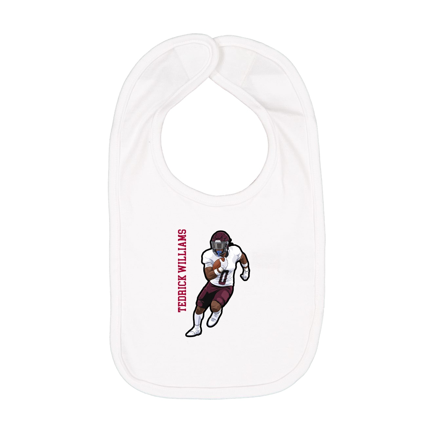 Infant Bib — Name Vertical in White