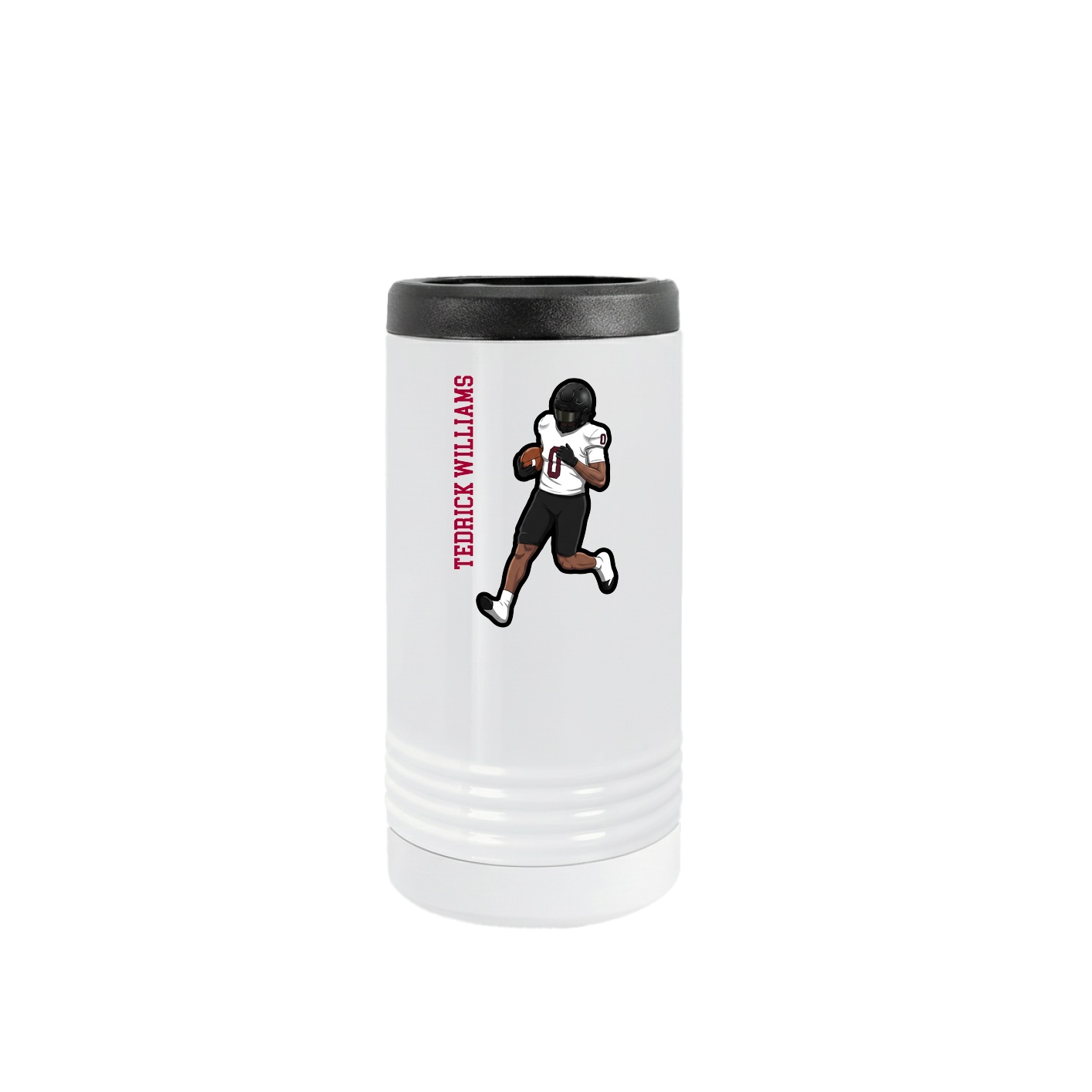 Slim Beverage Holder — Name Vertical in White