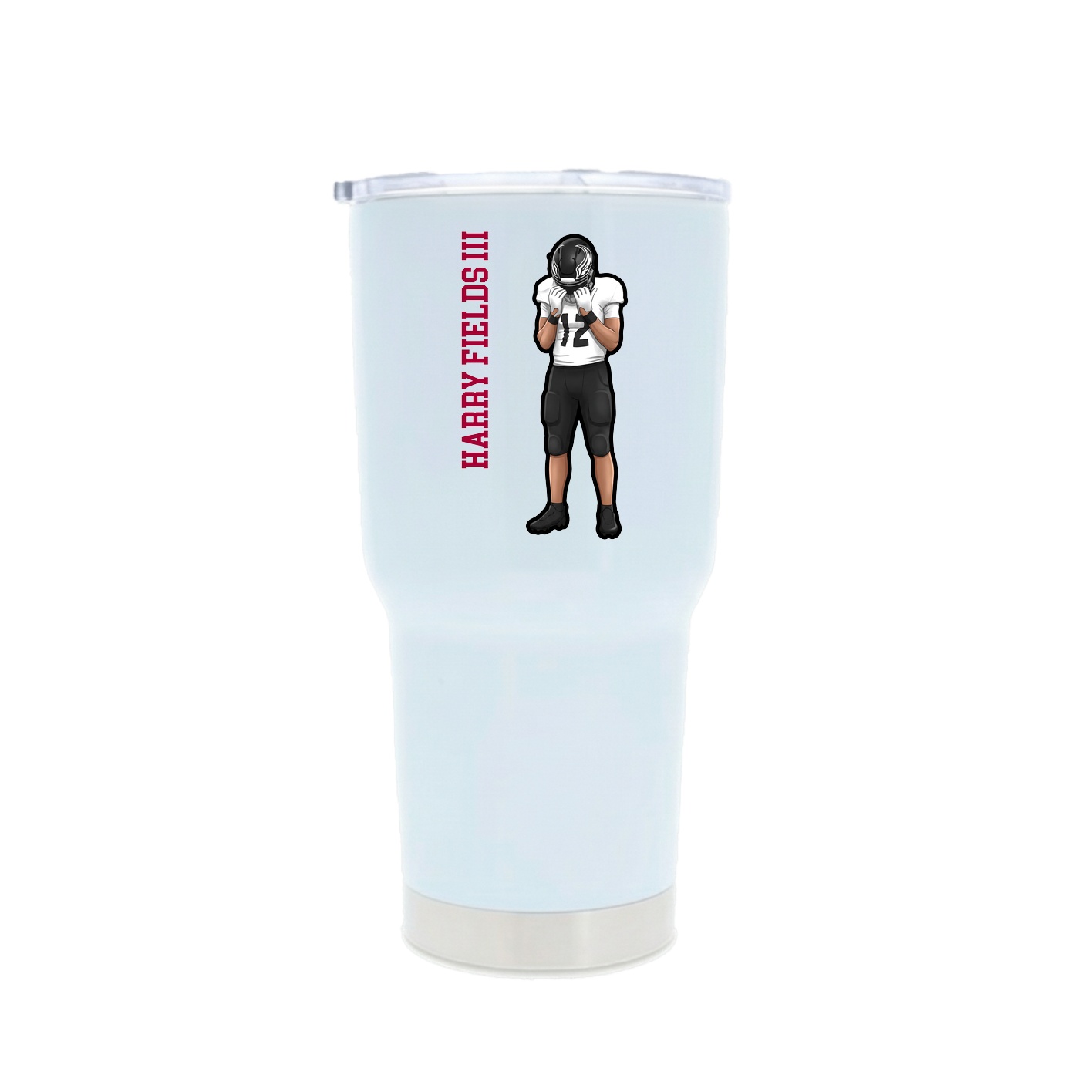 30oz Stainless Steel Tumbler — Name Vertical in White
