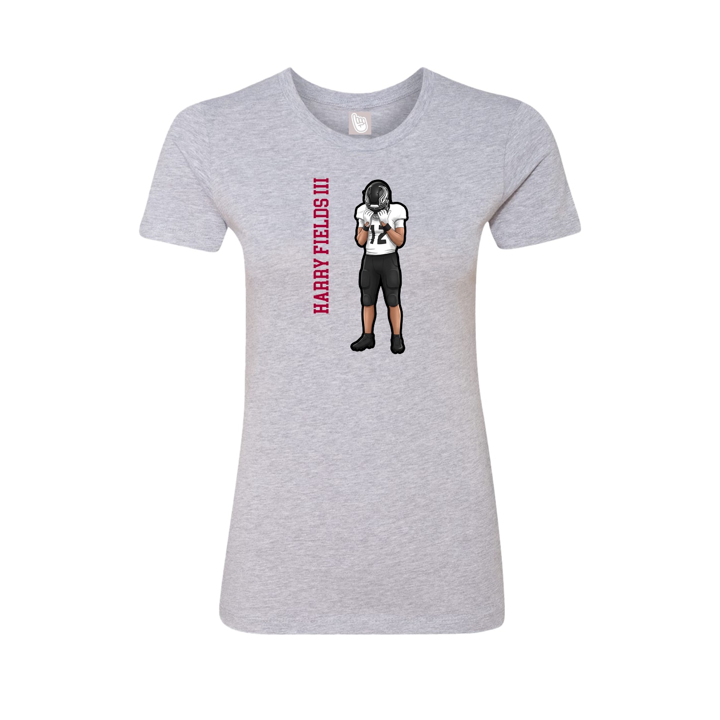 Fitted Women's Tee — Name Vertical in Grey