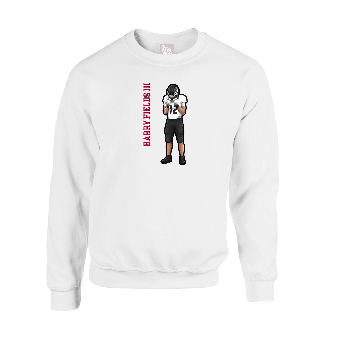 Fleece Crew — Name Vertical in White