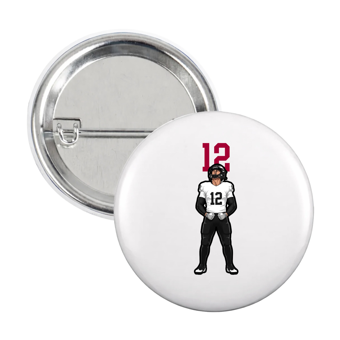 Game Day Button — Number Top in White