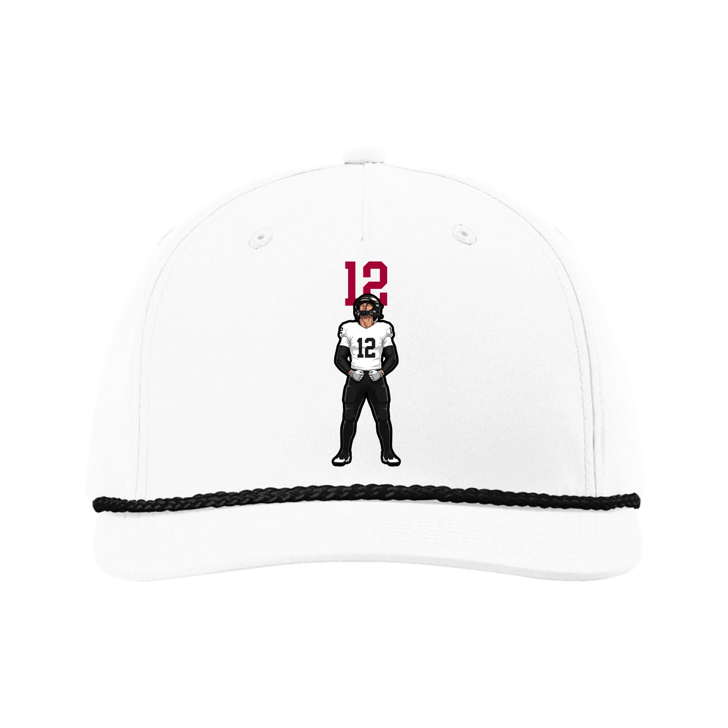 Five-Panel Classic Rope Cap — Number Top in White