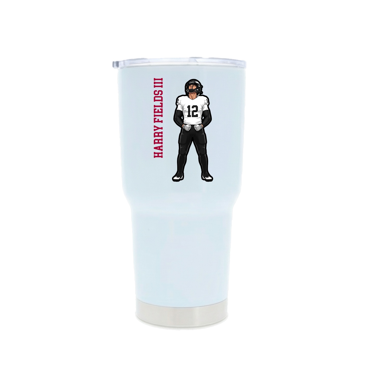 30oz Stainless Steel Tumbler — Name Vertical in White