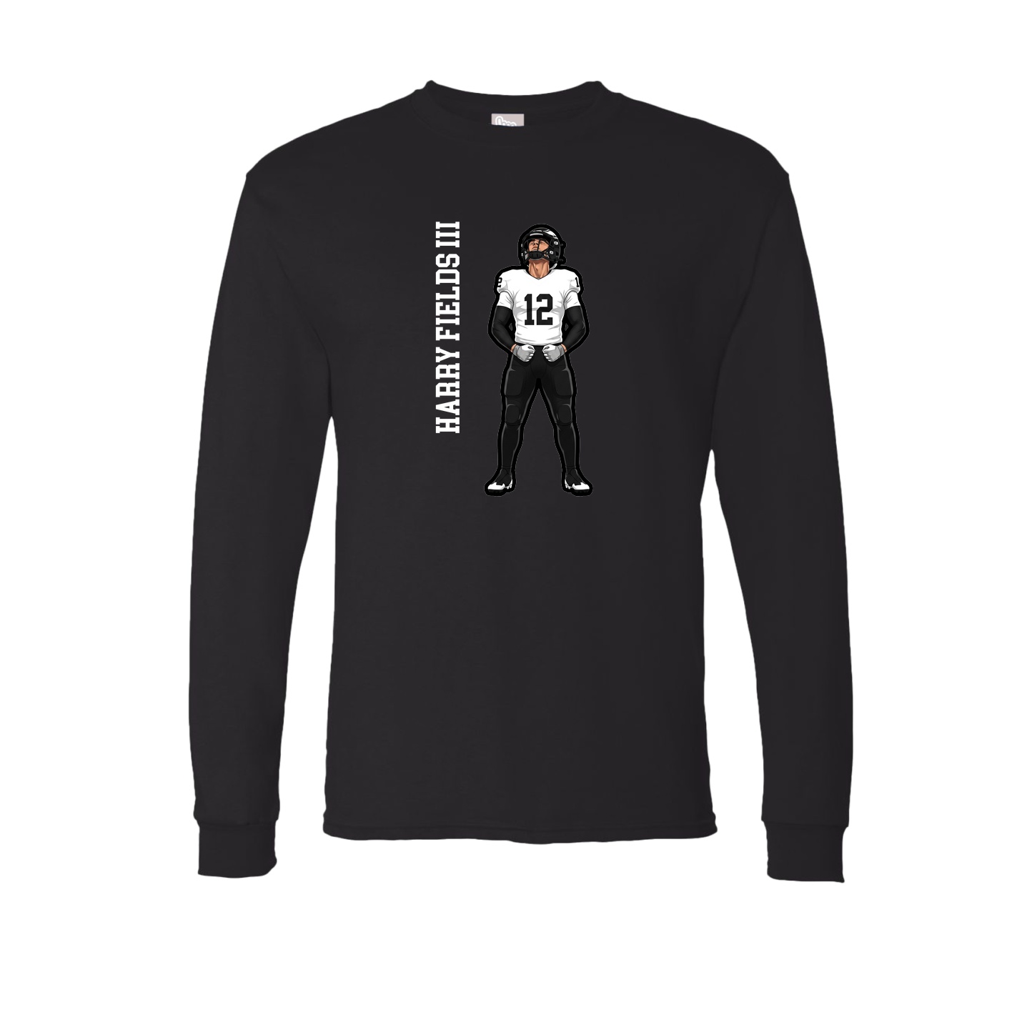 Long Sleeve Tee — Name Vertical in Black