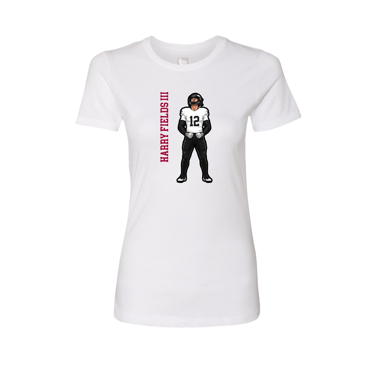 Womens Tee — Name Vertical in White