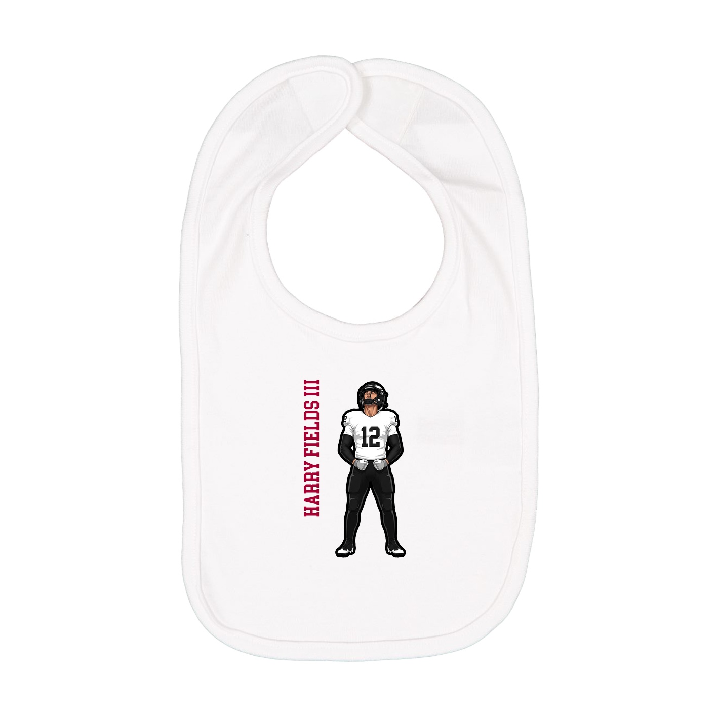 Infant Bib — Name Vertical in White