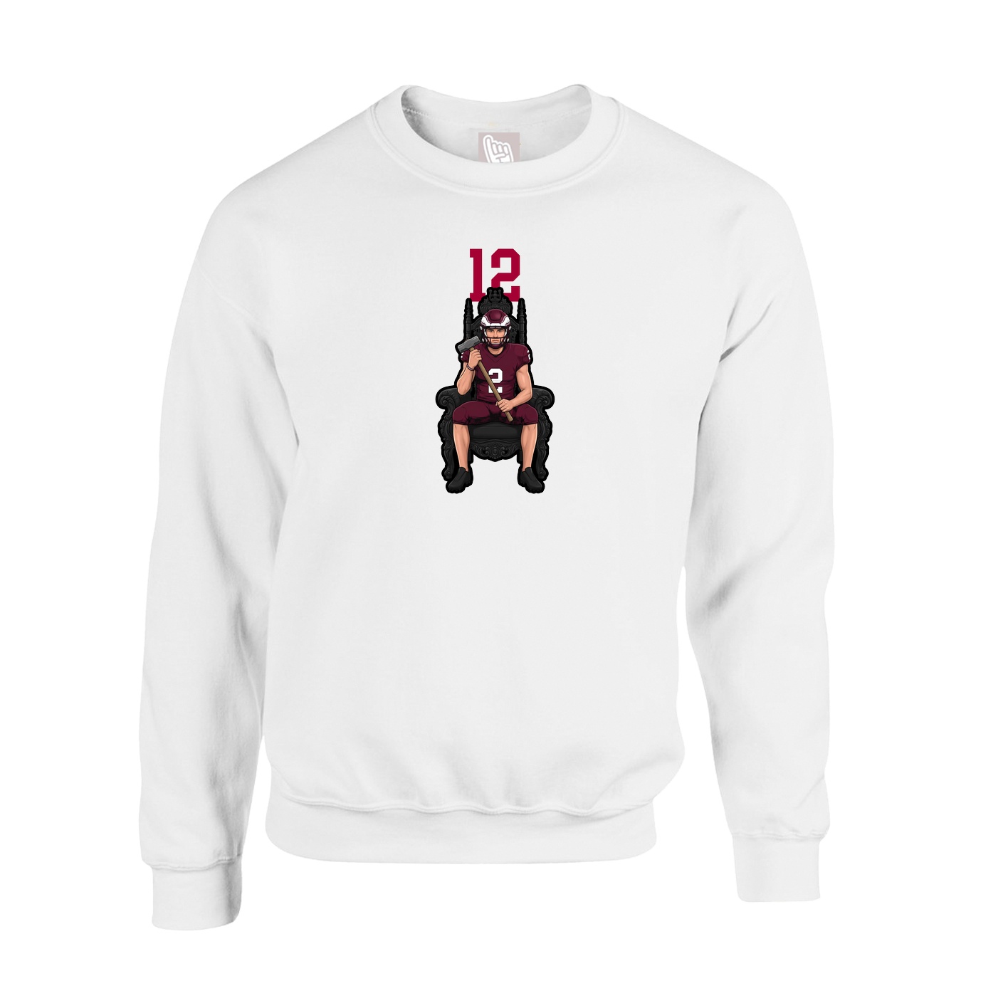 Fleece Crew — Number Top in White