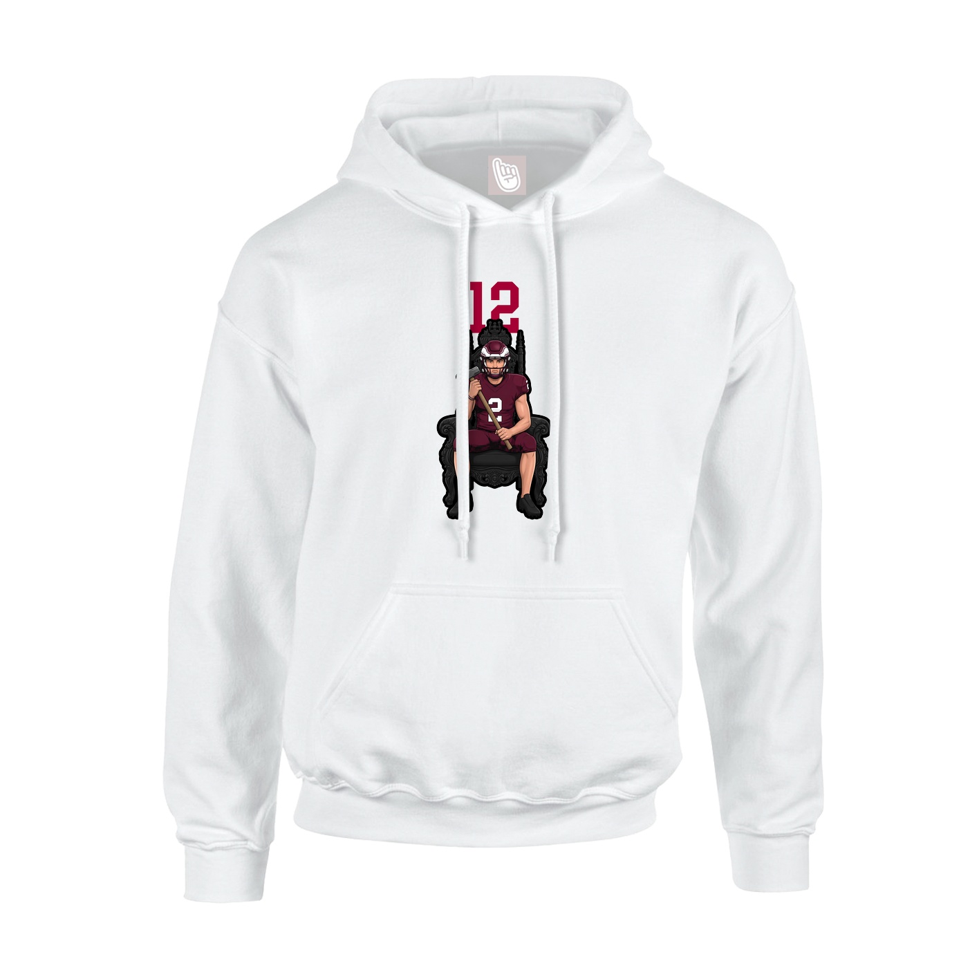 Youth Hoodie — Number Top in White