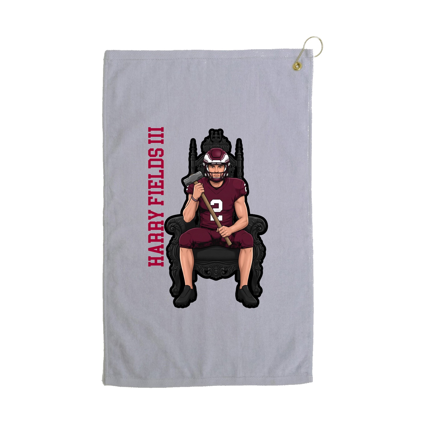 Golf Towel — Name Vertical in Grey