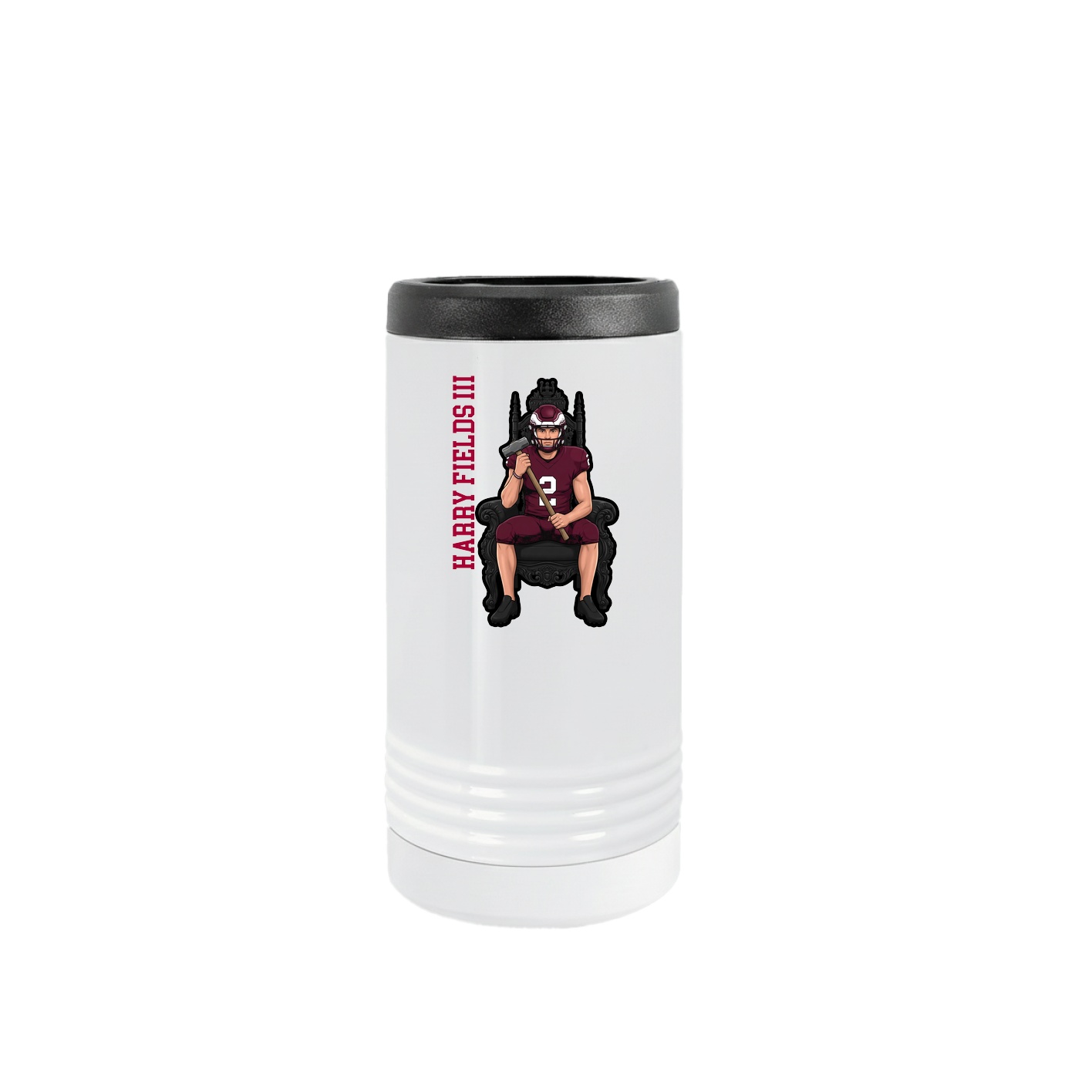 Slim Beverage Holder — Name Vertical in White