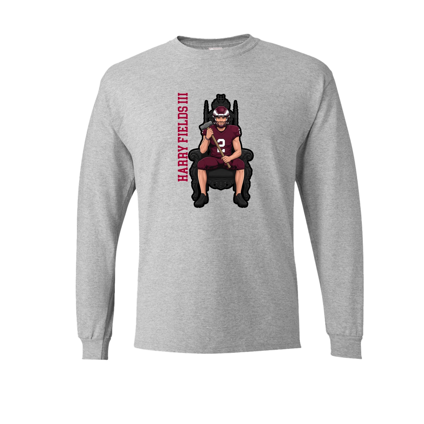 Long Sleeve Tee — Name Vertical in Grey