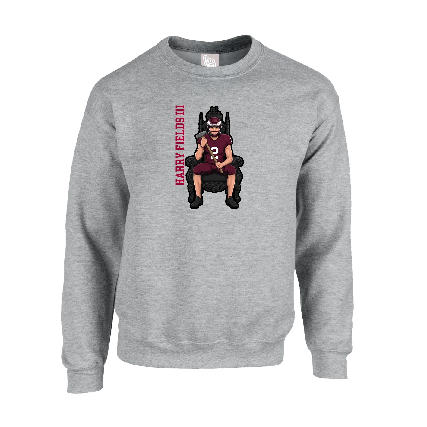 Fleece Crew — Name Vertical in Grey