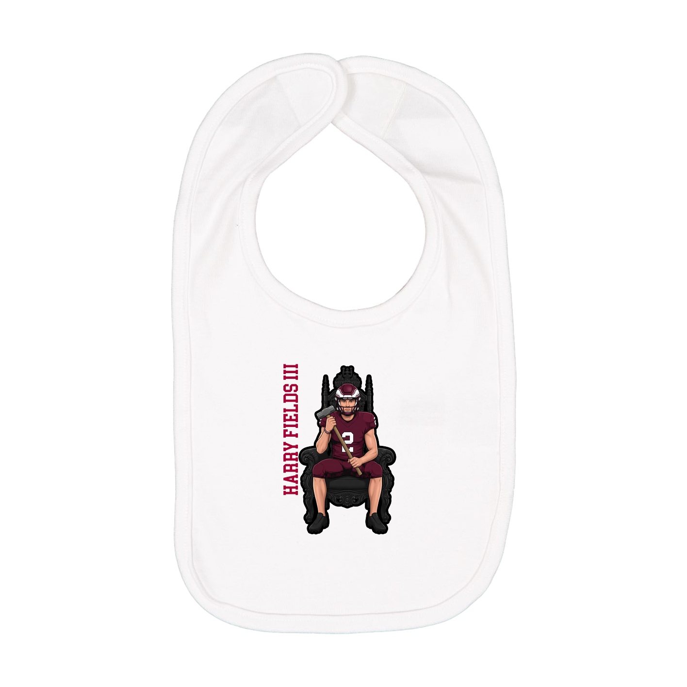 Infant Bib — Name Vertical in White
