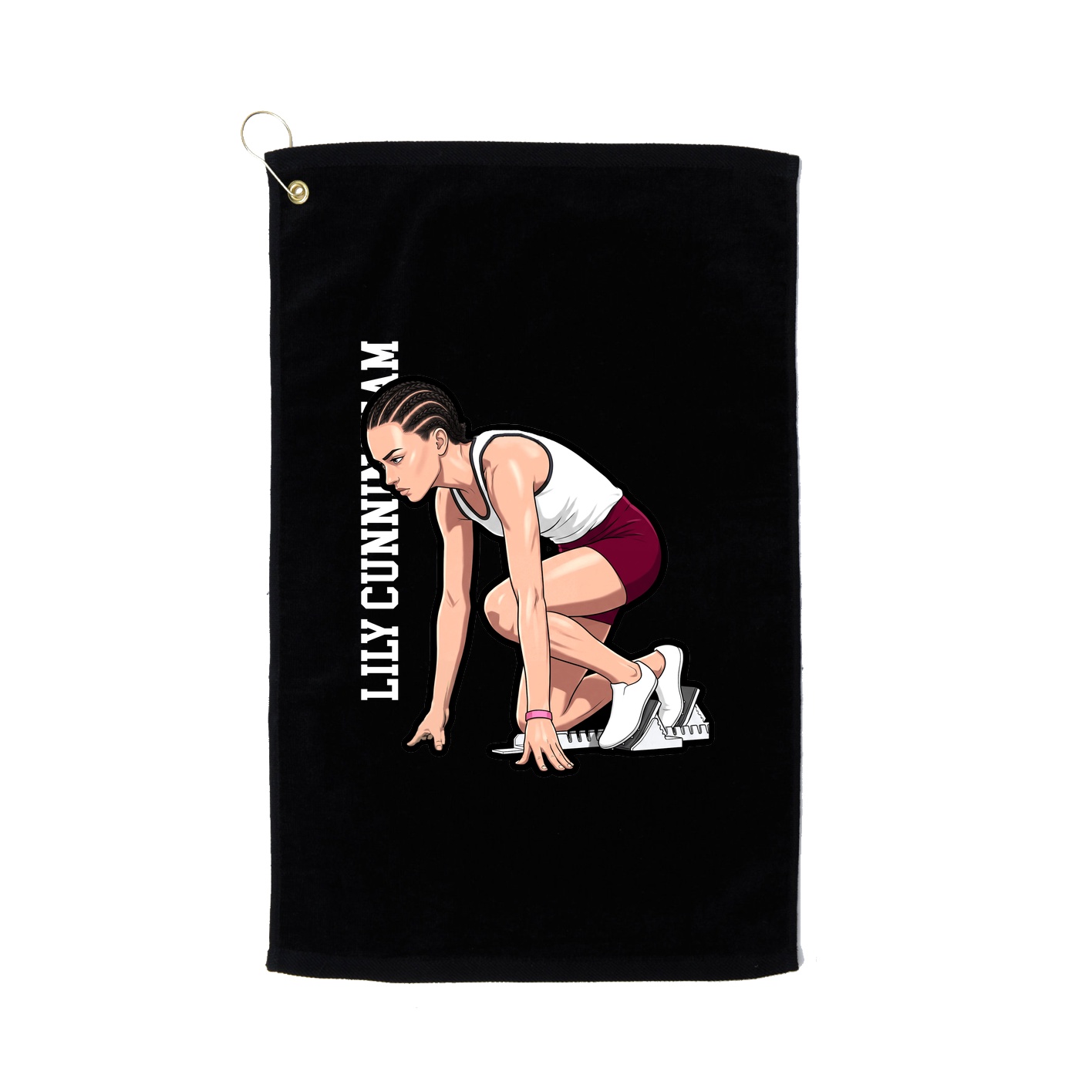 Golf Towel — Name Vertical in Black
