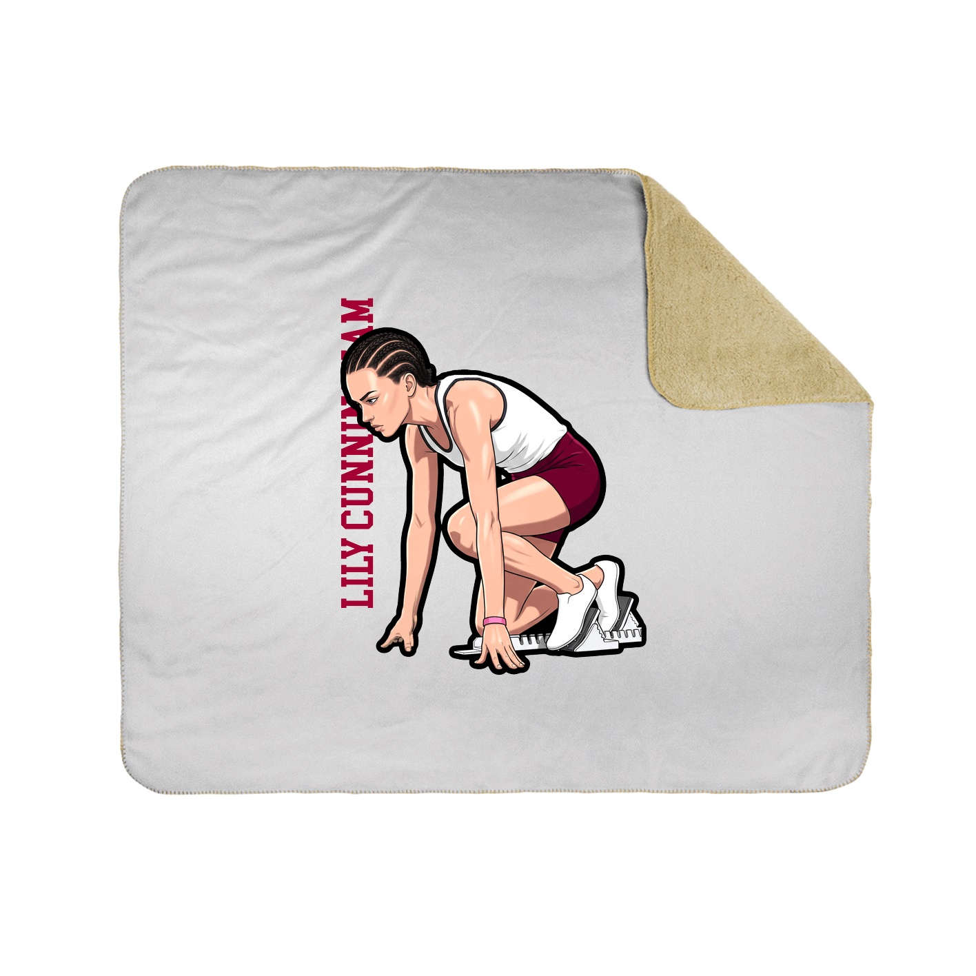 Throw Blanket — Name Vertical in White
