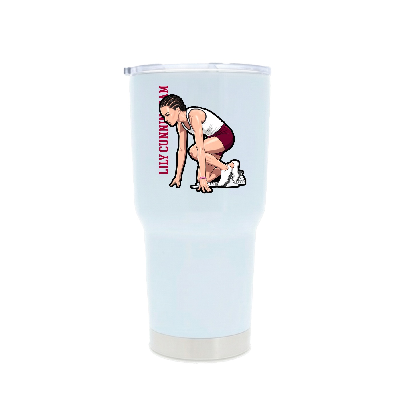 30oz Stainless Steel Tumbler — Name Vertical in White