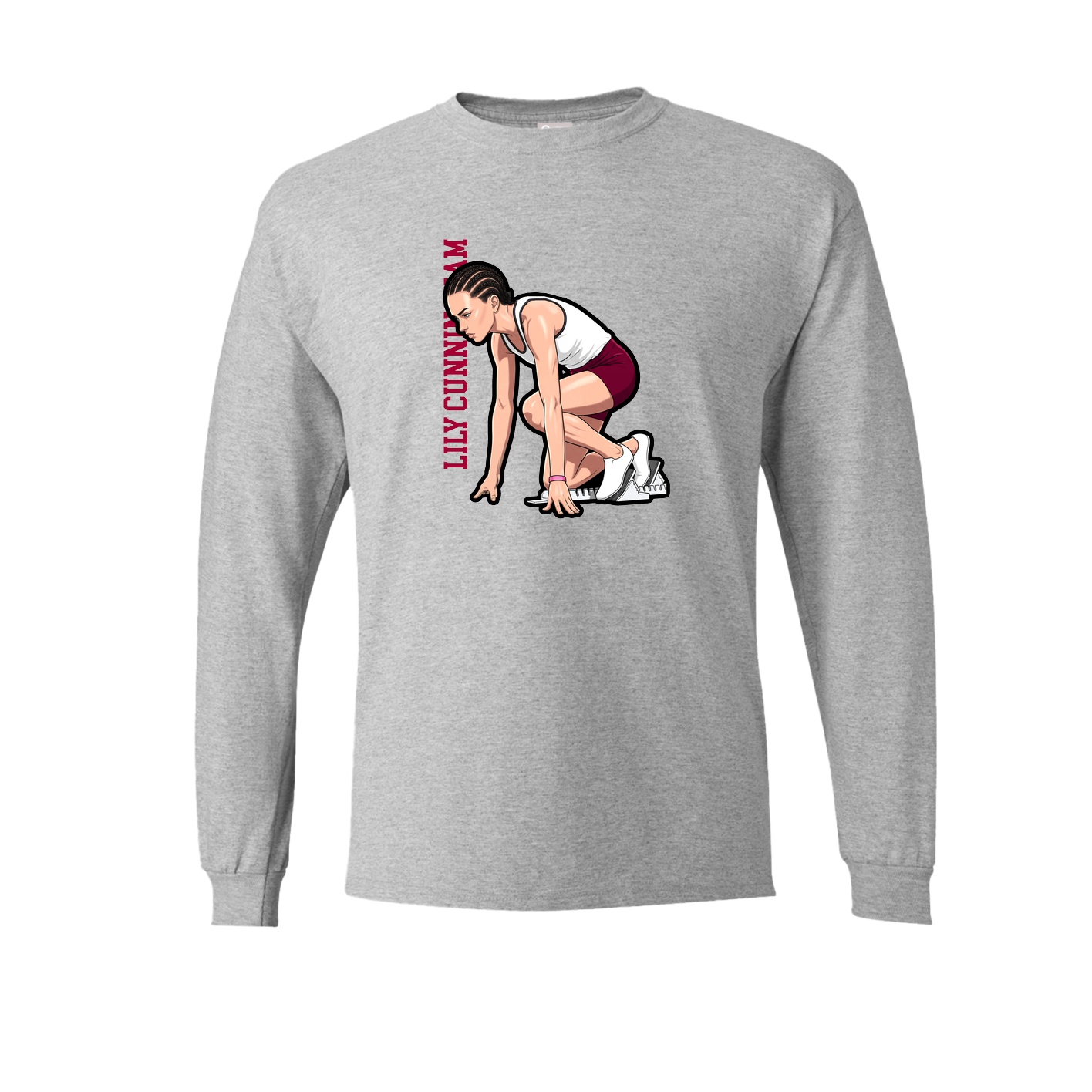 Long Sleeve Tee — Name Vertical in Grey