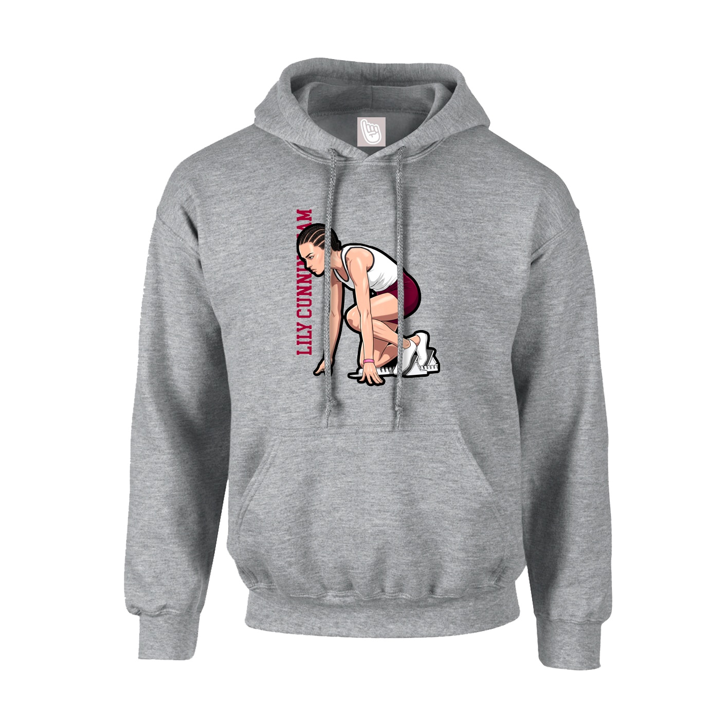 Youth Hoodie — Name Vertical in Grey