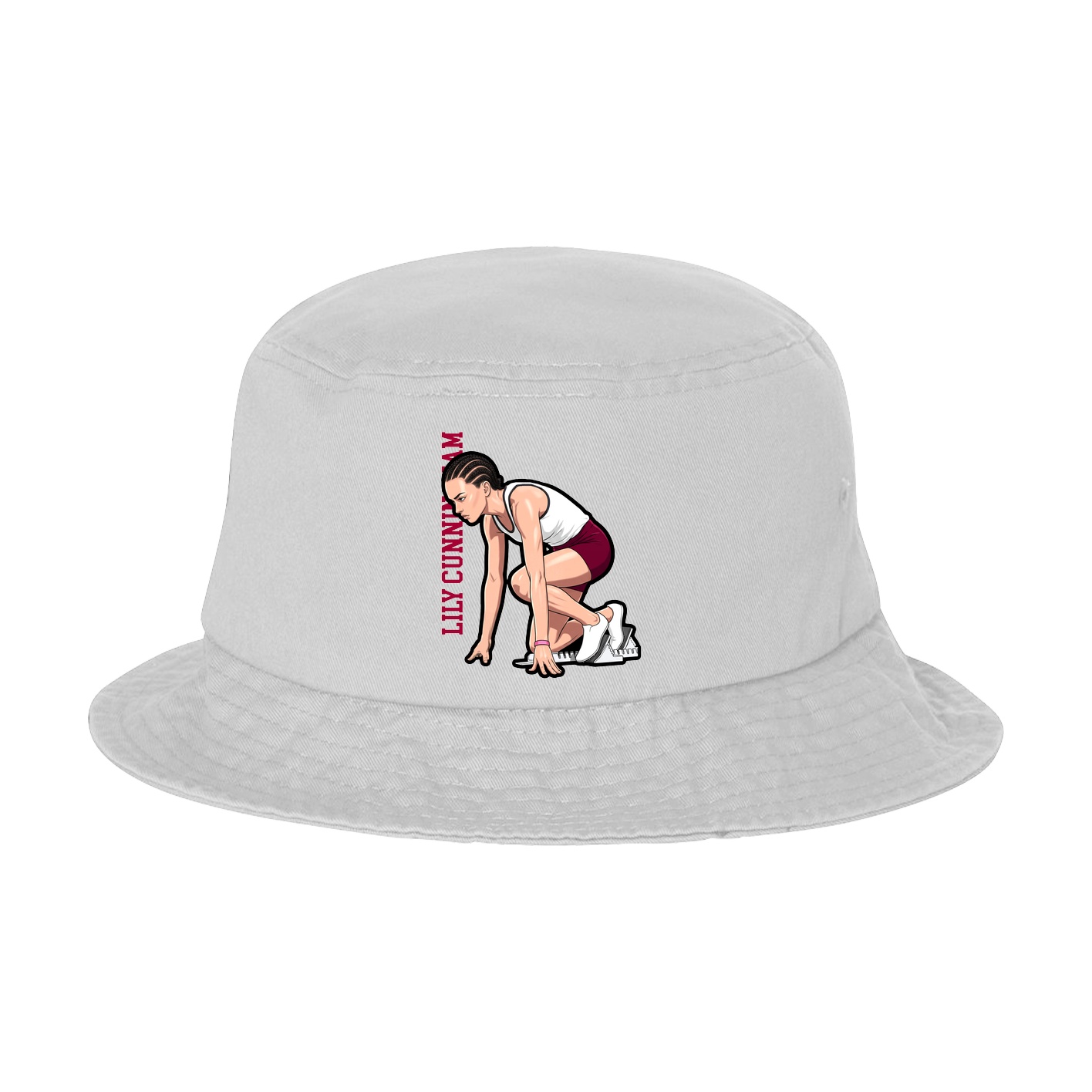 Bucket Cap — Name Vertical in White