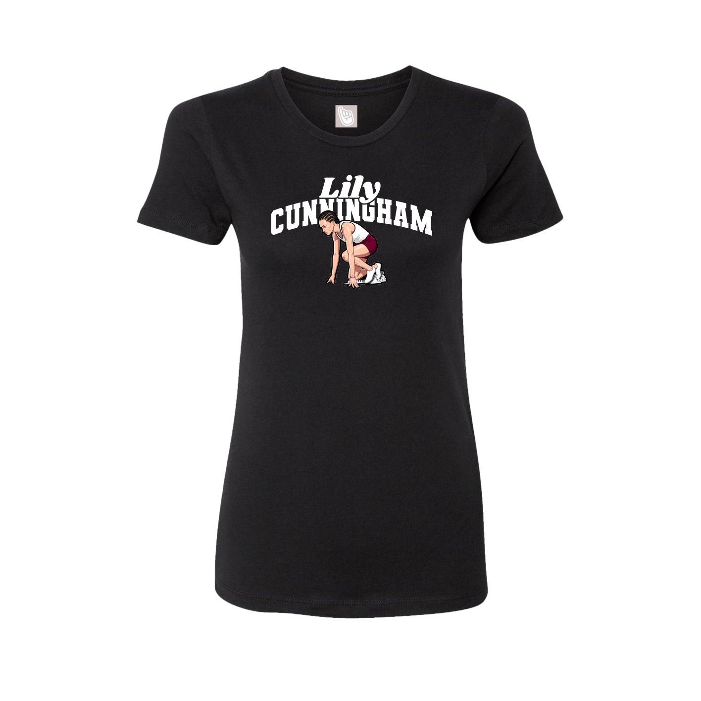 Fitted Women's Tee — Signature Arch in Black