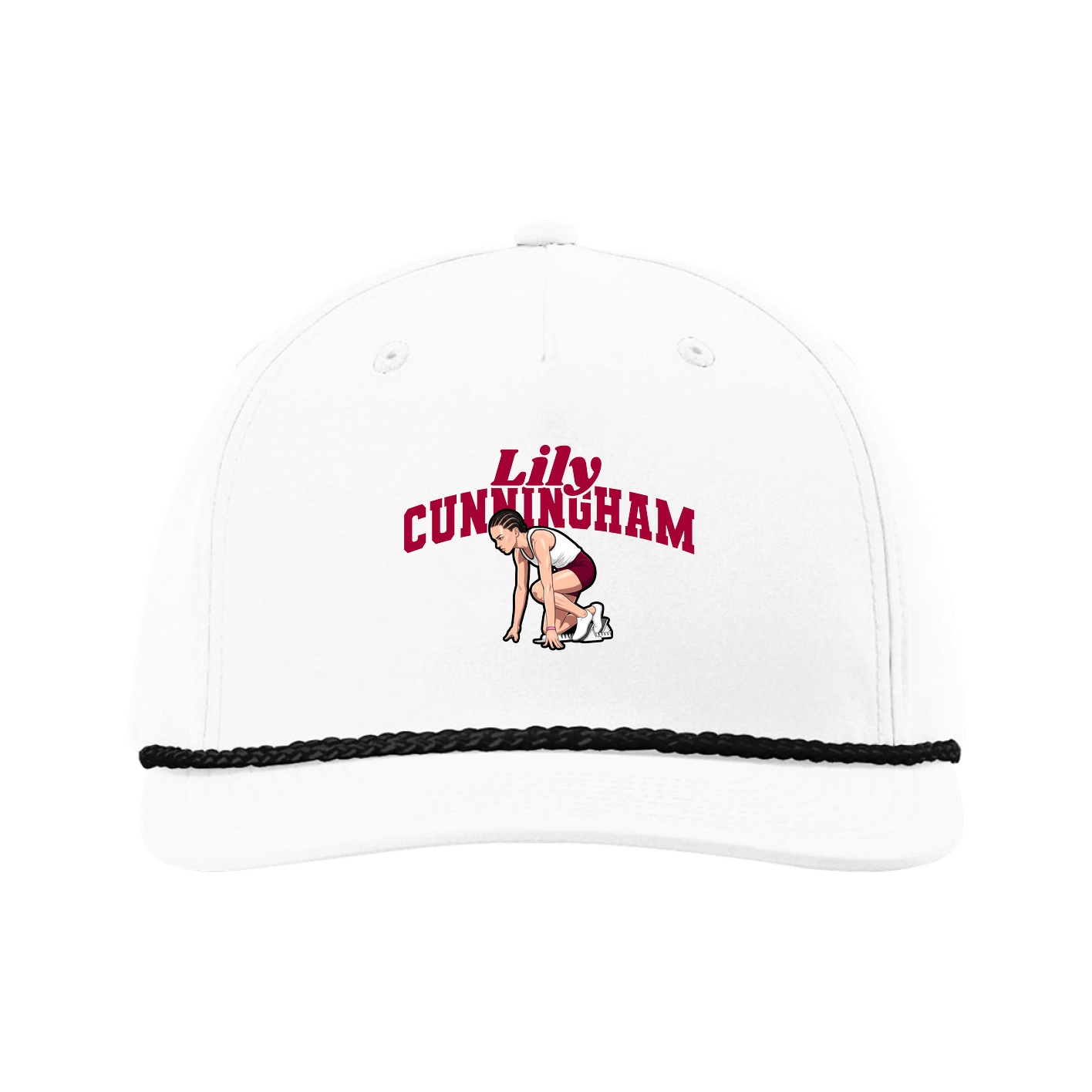 Five-Panel Classic Rope Cap — Signature Arch in White