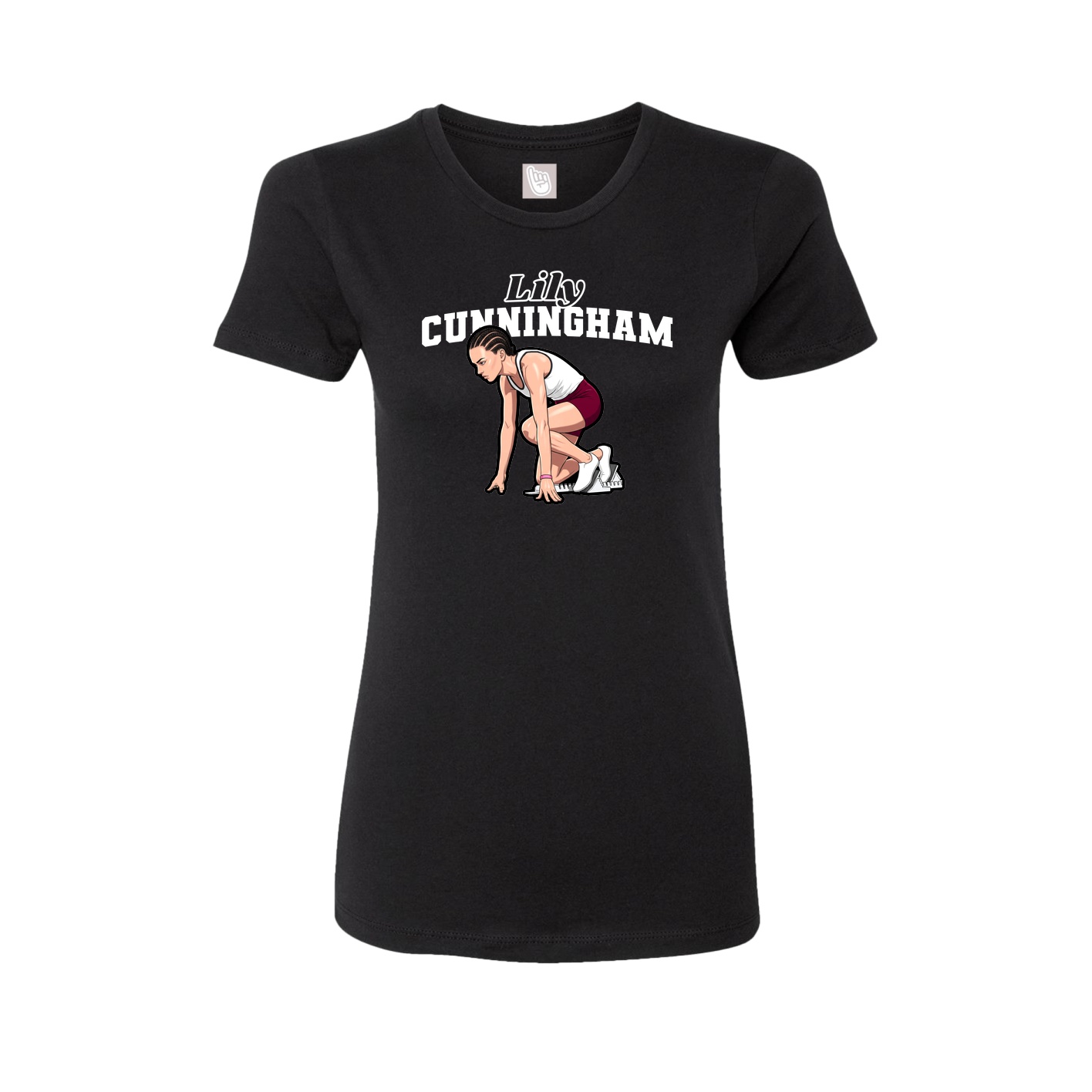 Fitted Women's Tee — Name Arch in Black
