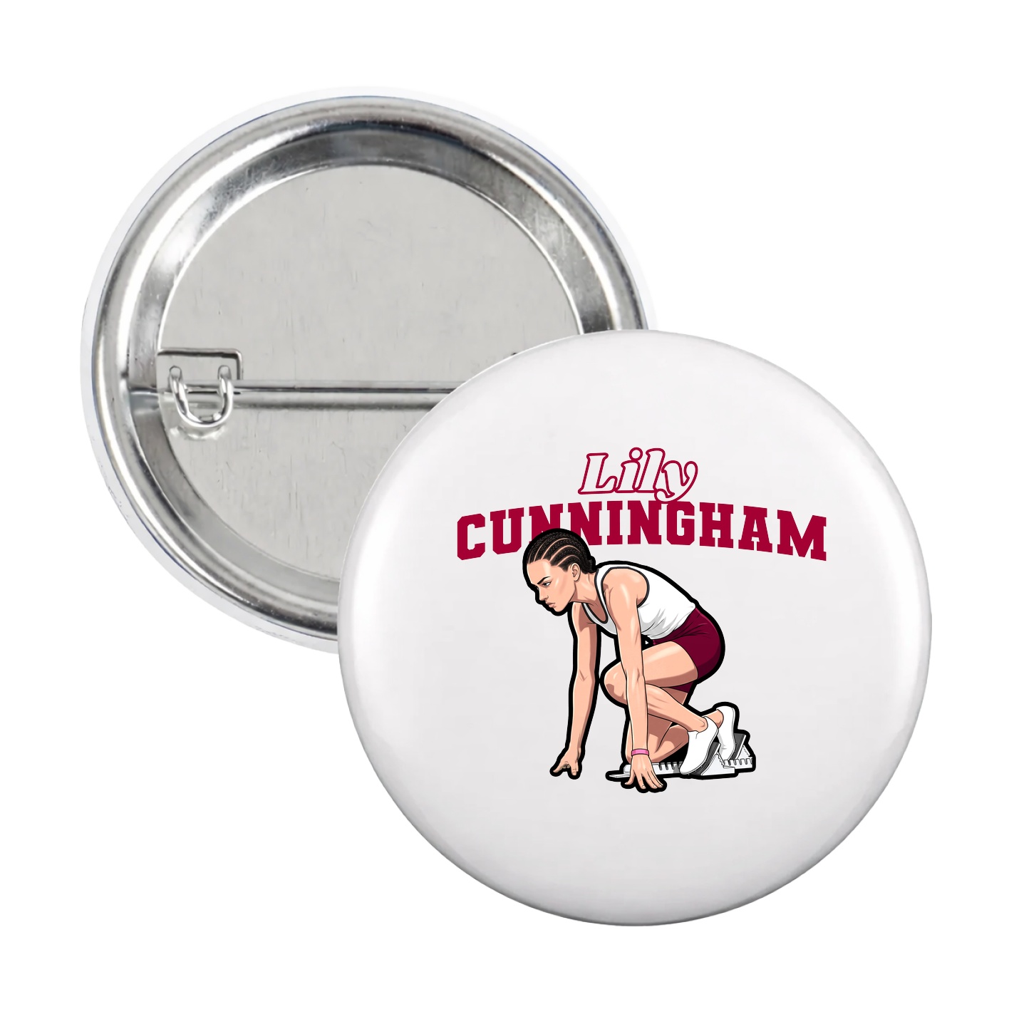 Game Day Button — Name Arch in White
