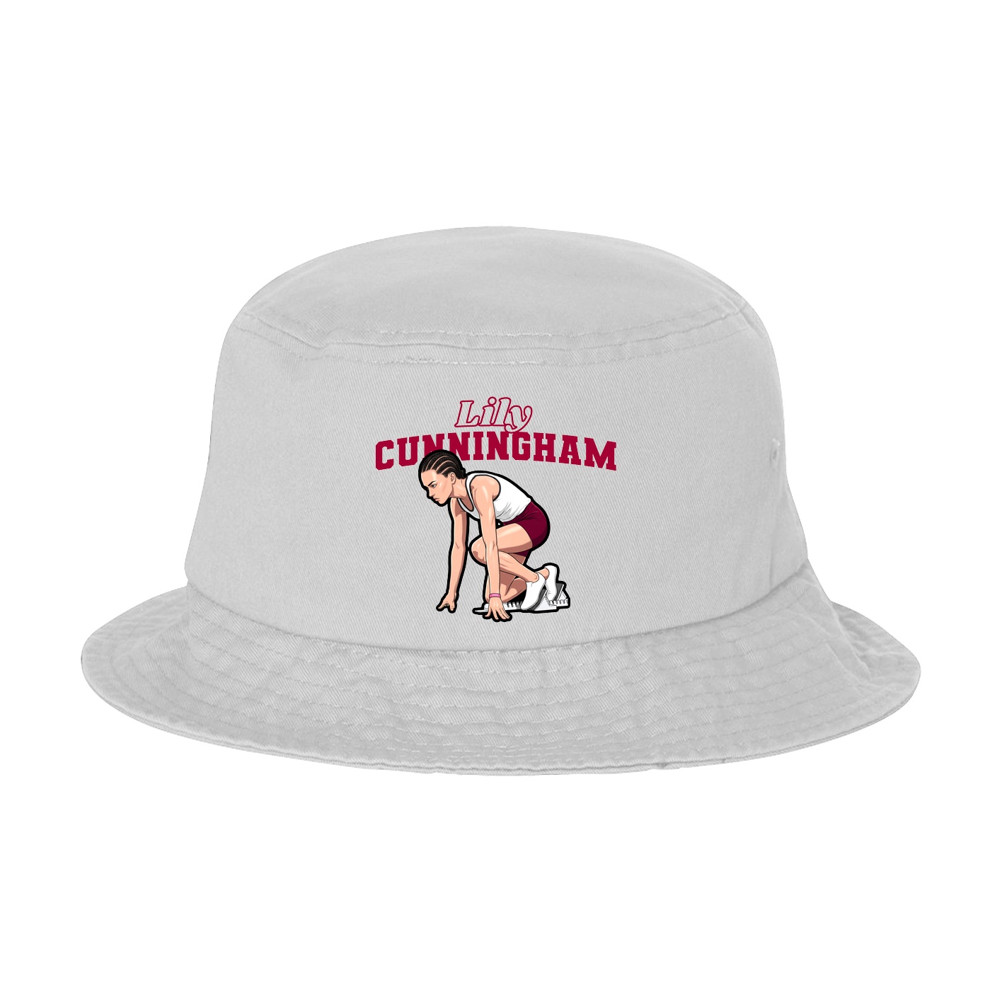 Bucket Cap — Name Arch in White