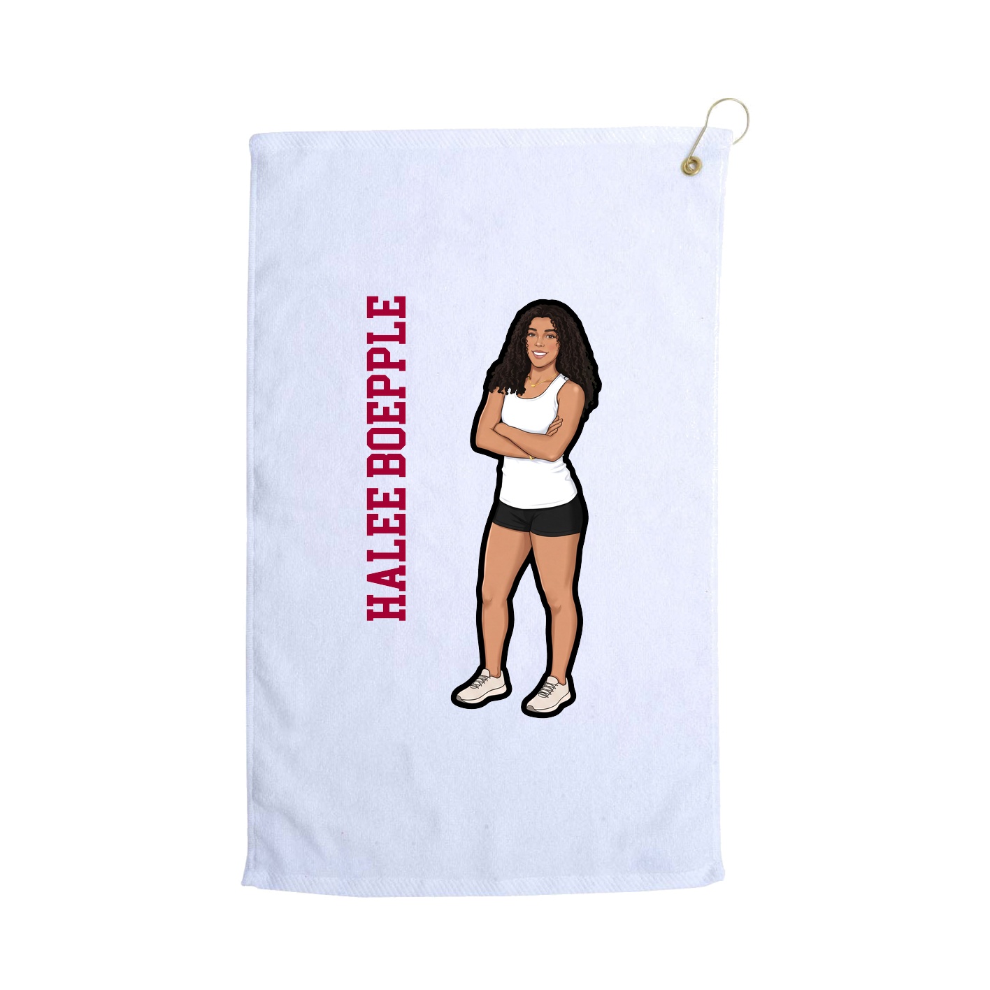 Golf Towel — Name Vertical in White