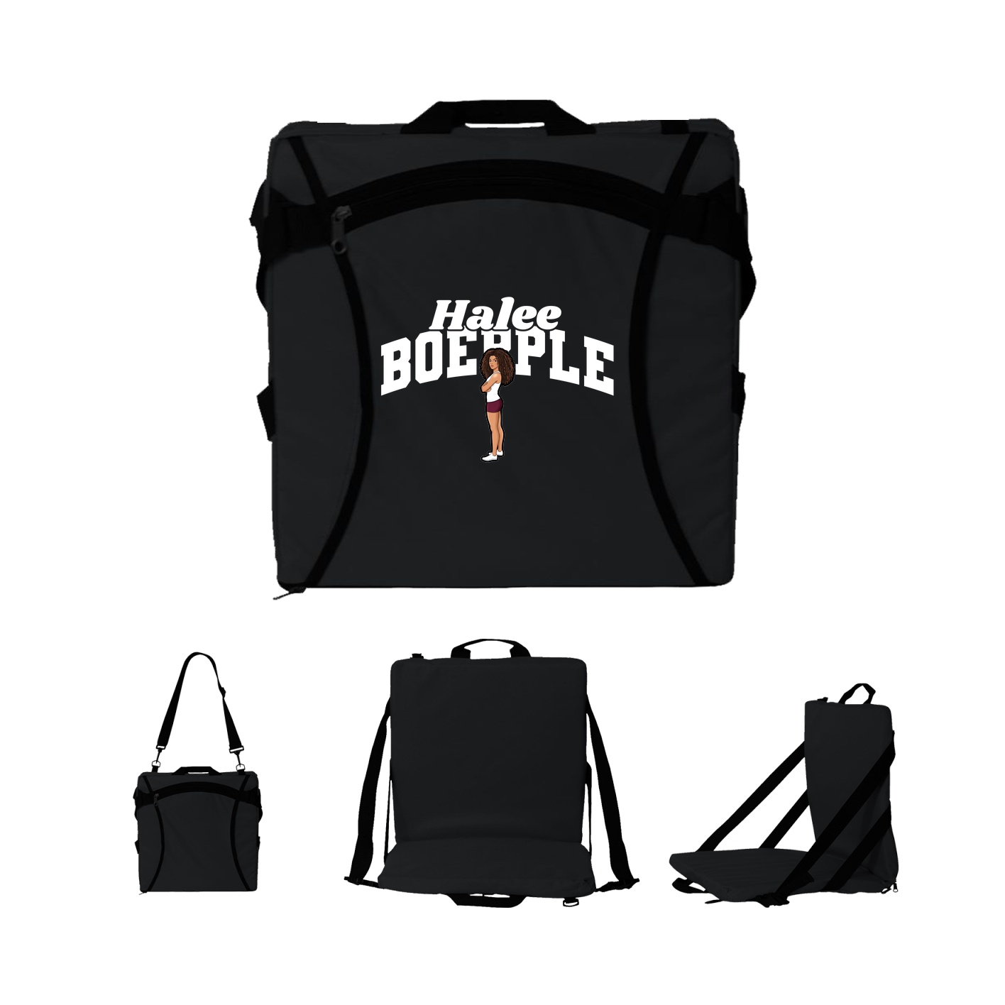 Folding Stadium Seat — Signature Arch in Black