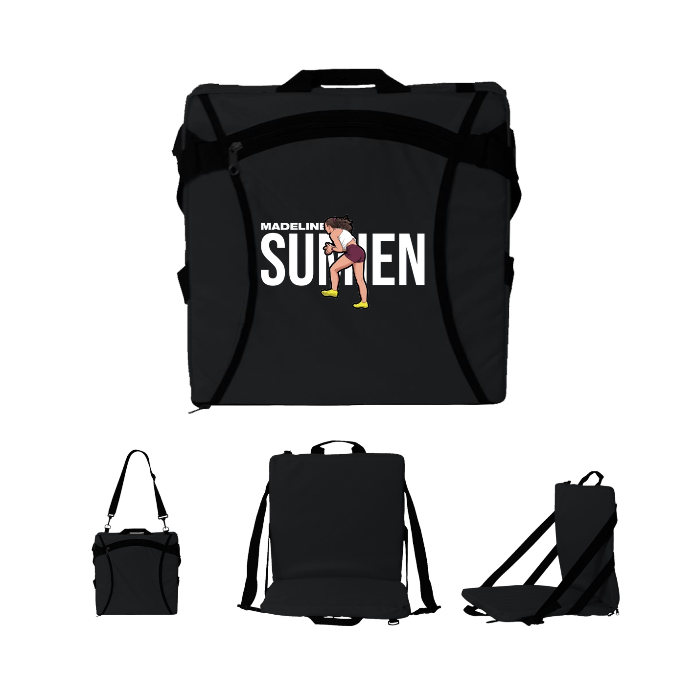 Folding Stadium Seat — Player Name in Black