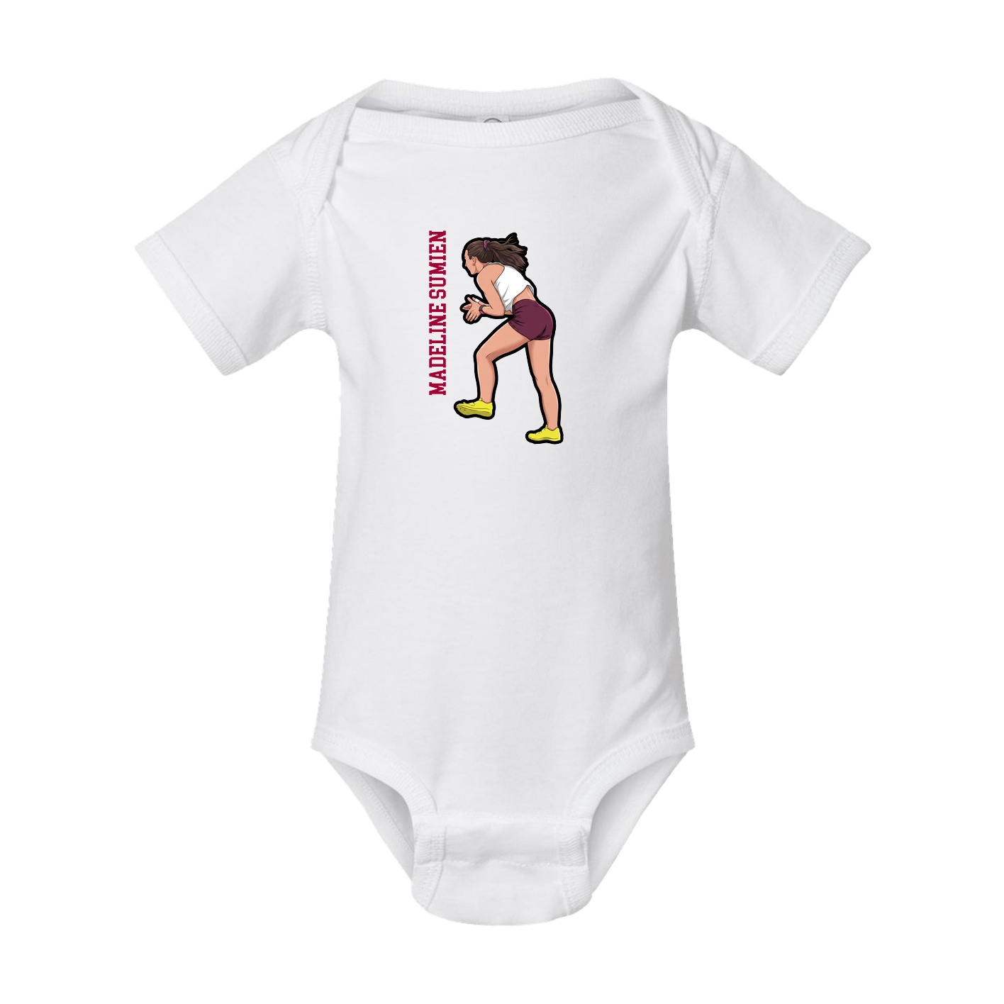 Baby Onesie — Name Vertical in White