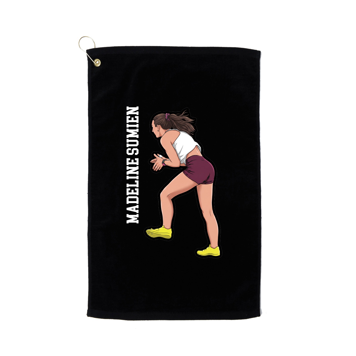 Golf Towel — Name Vertical in Black