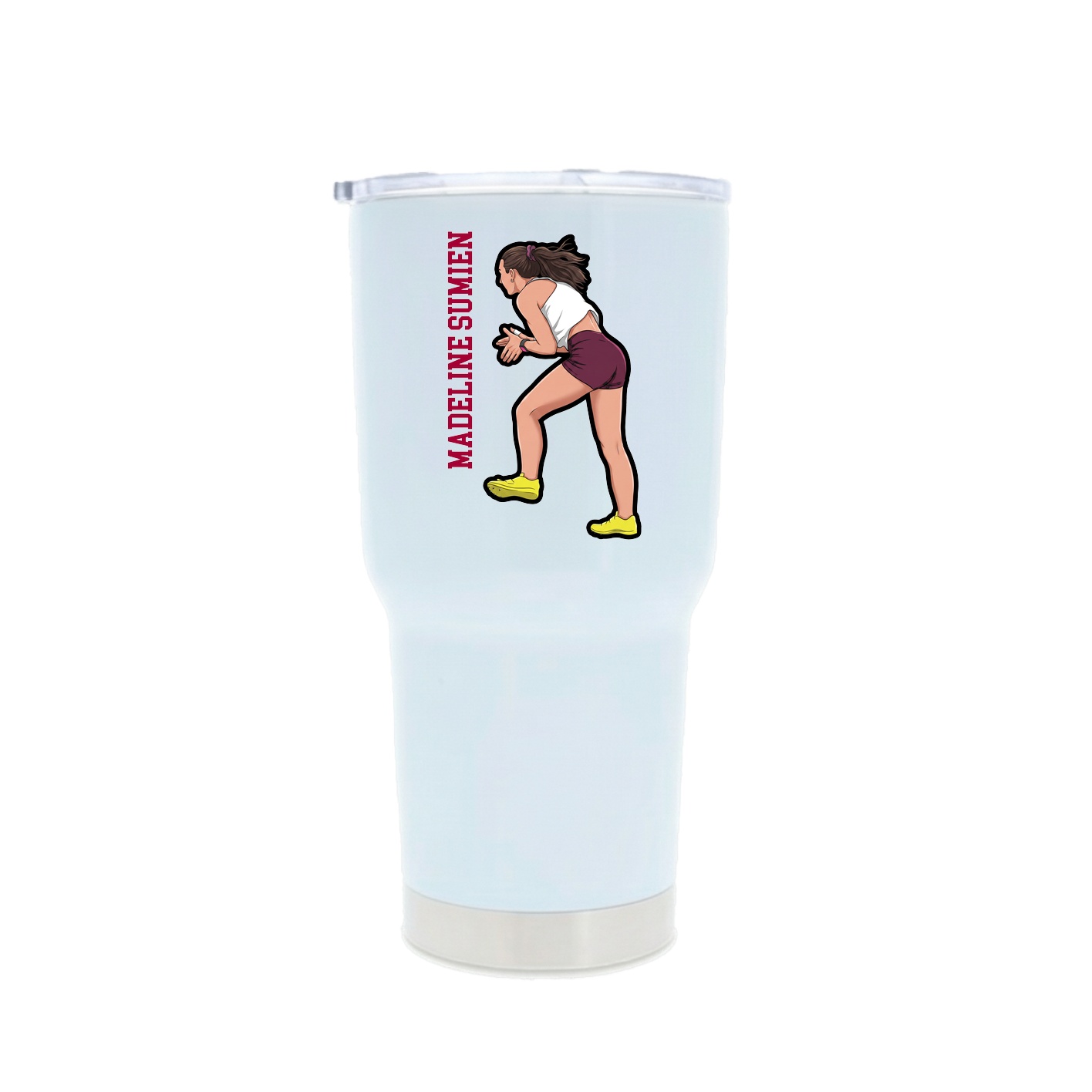 30oz Stainless Steel Tumbler — Name Vertical in White