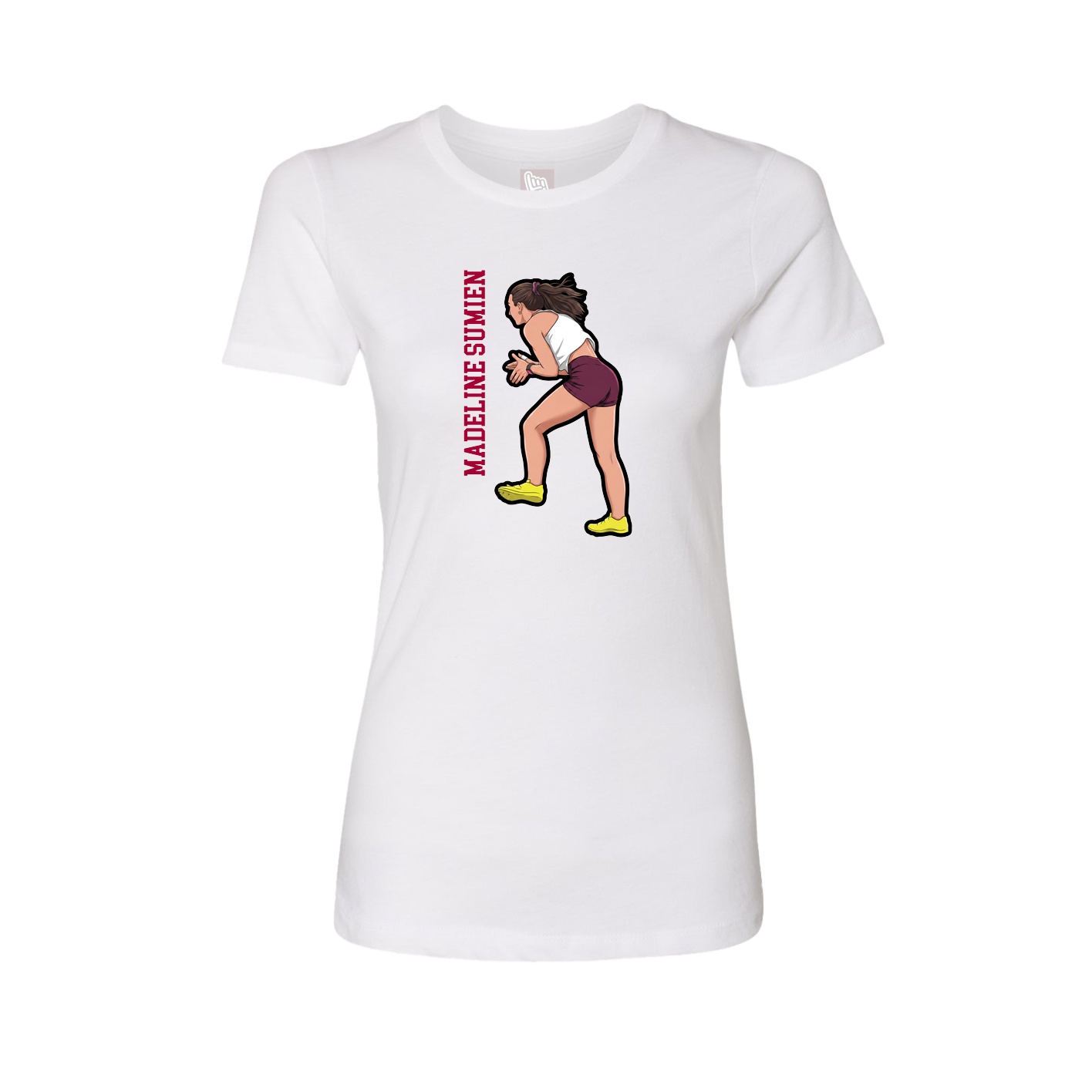 Fitted Women's Tee — Name Vertical in White